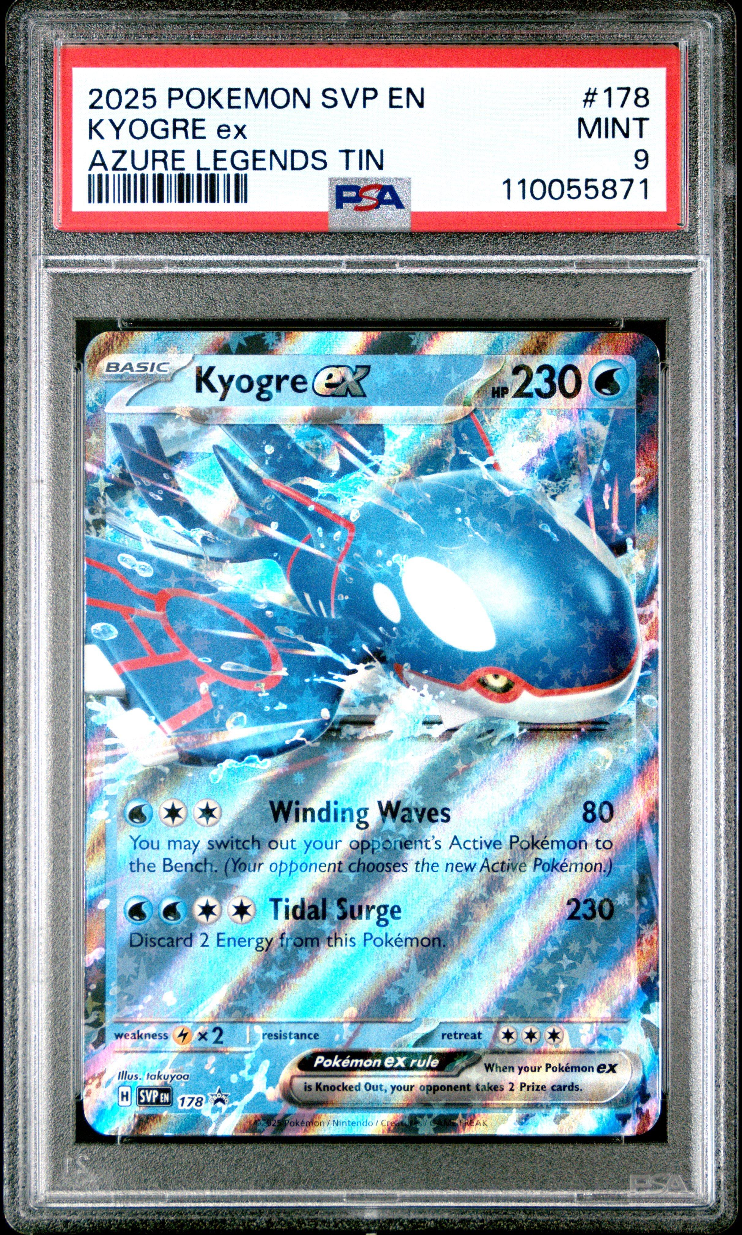 2025 Pokemon Svp En-sv Black Star Promo 178 Kyogre Ex Azure Legends Tin PSA 9