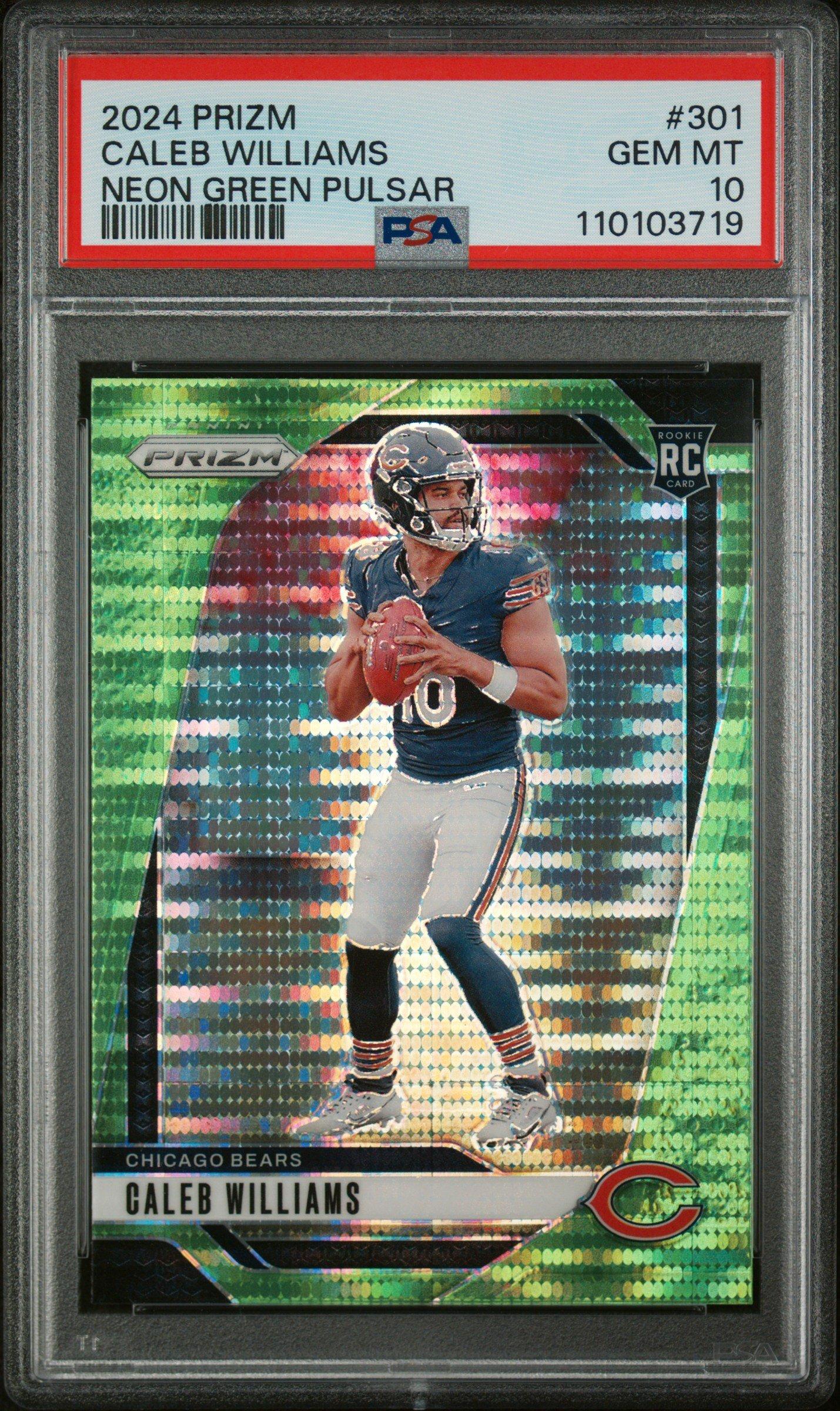 2024 Panini Prizm 301 Caleb Williams Neon Green Pulsar PSA 10