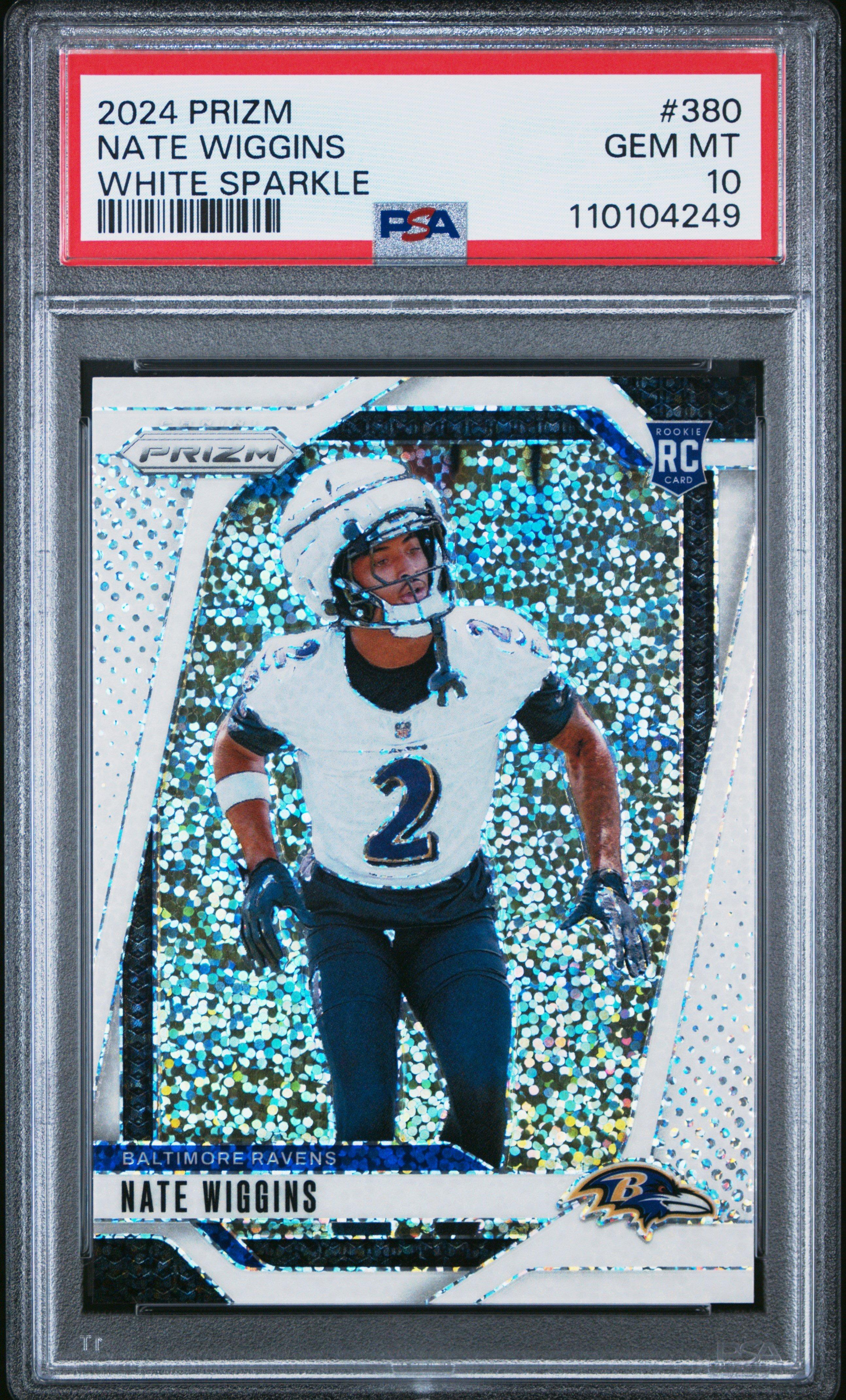 2024 Panini Prizm 380 Nate Wiggins White Sparkle PSA 10 Graded