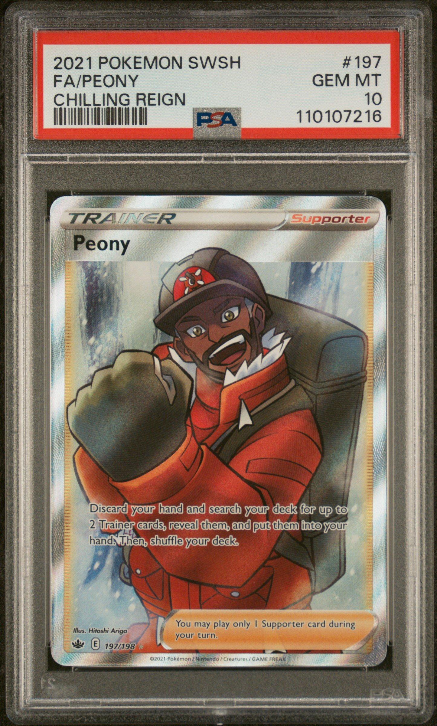 2021 Pokemon Sword & Shield Chilling Reign 197 Full Art/peony PSA 10