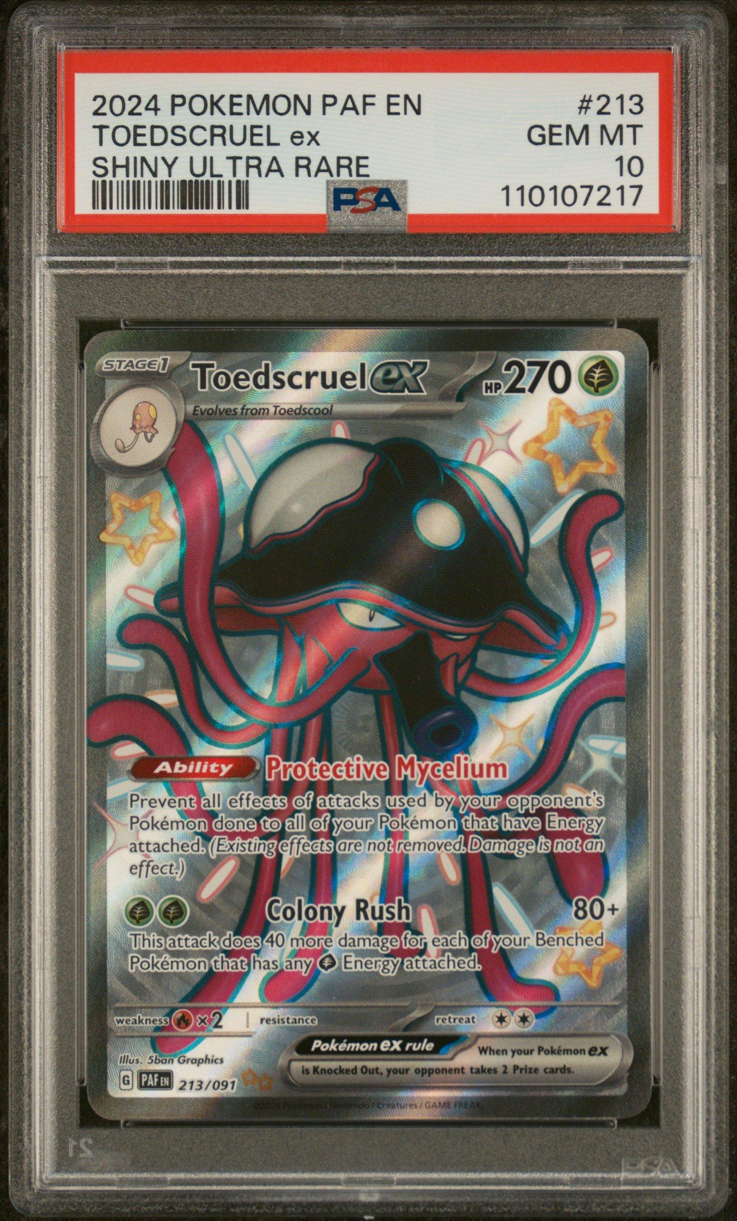 2024 Pokemon Paf En-paldean Fates 213 Toedscruel Ex Shiny Ultra Rare PSA 10
