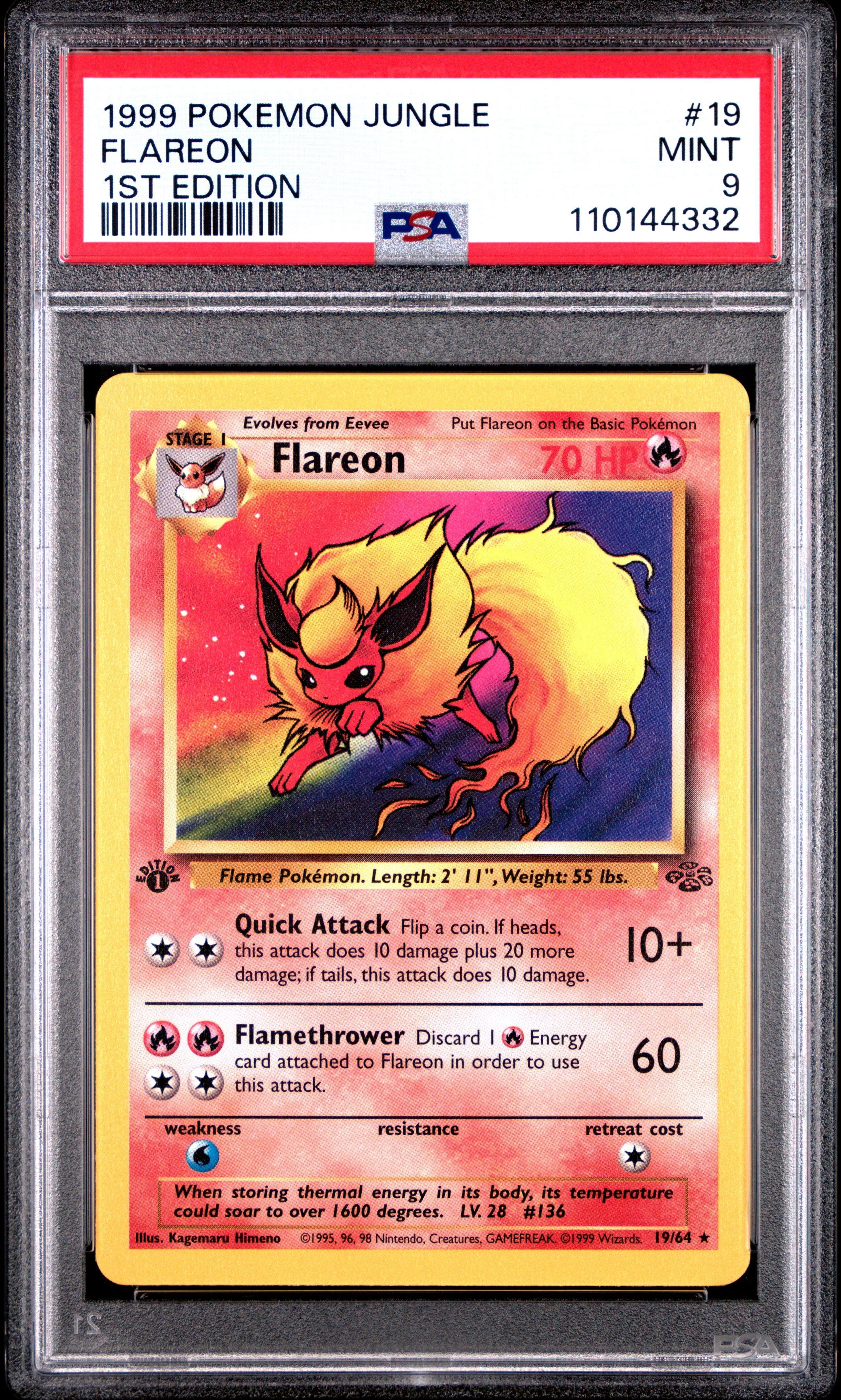1999 Pokemon Jungle 19 Flareon 1st Edition PSA 9 Graded Card | GameStop
