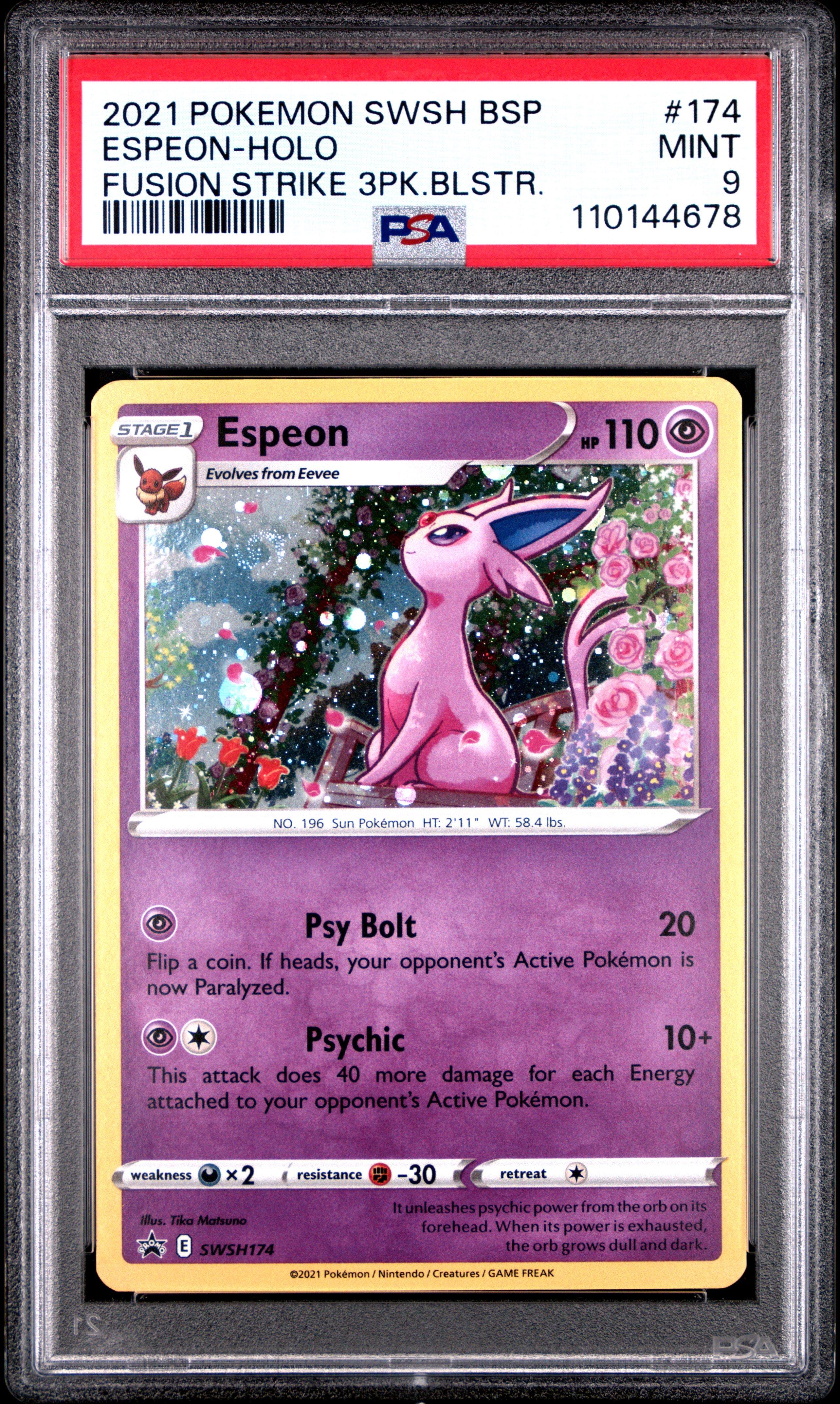 2021 Pokemon Swsh Black Star Promo 174 Espeon-holo Fusion Strike Three Pack Blisters PSA