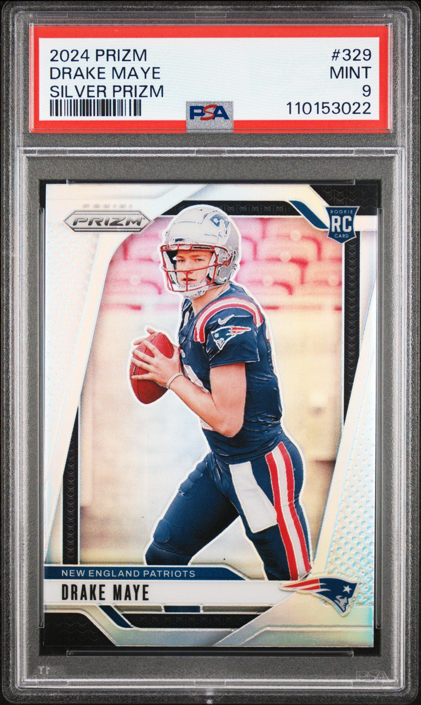 2024 Panini Prizm 329 Drake Maye Silver Prizm PSA 9 Graded Card