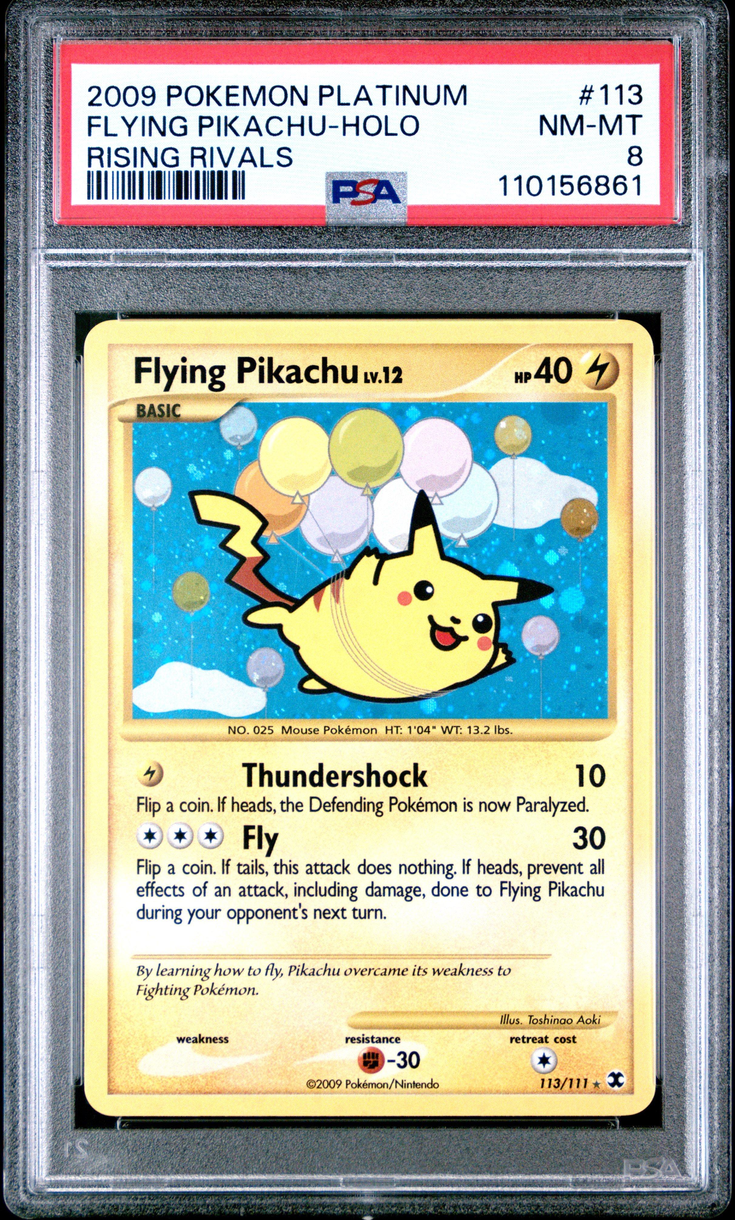 2009 Pokemon Platinum Rising Rivals 113 Flying Pikachu-holo PSA 8