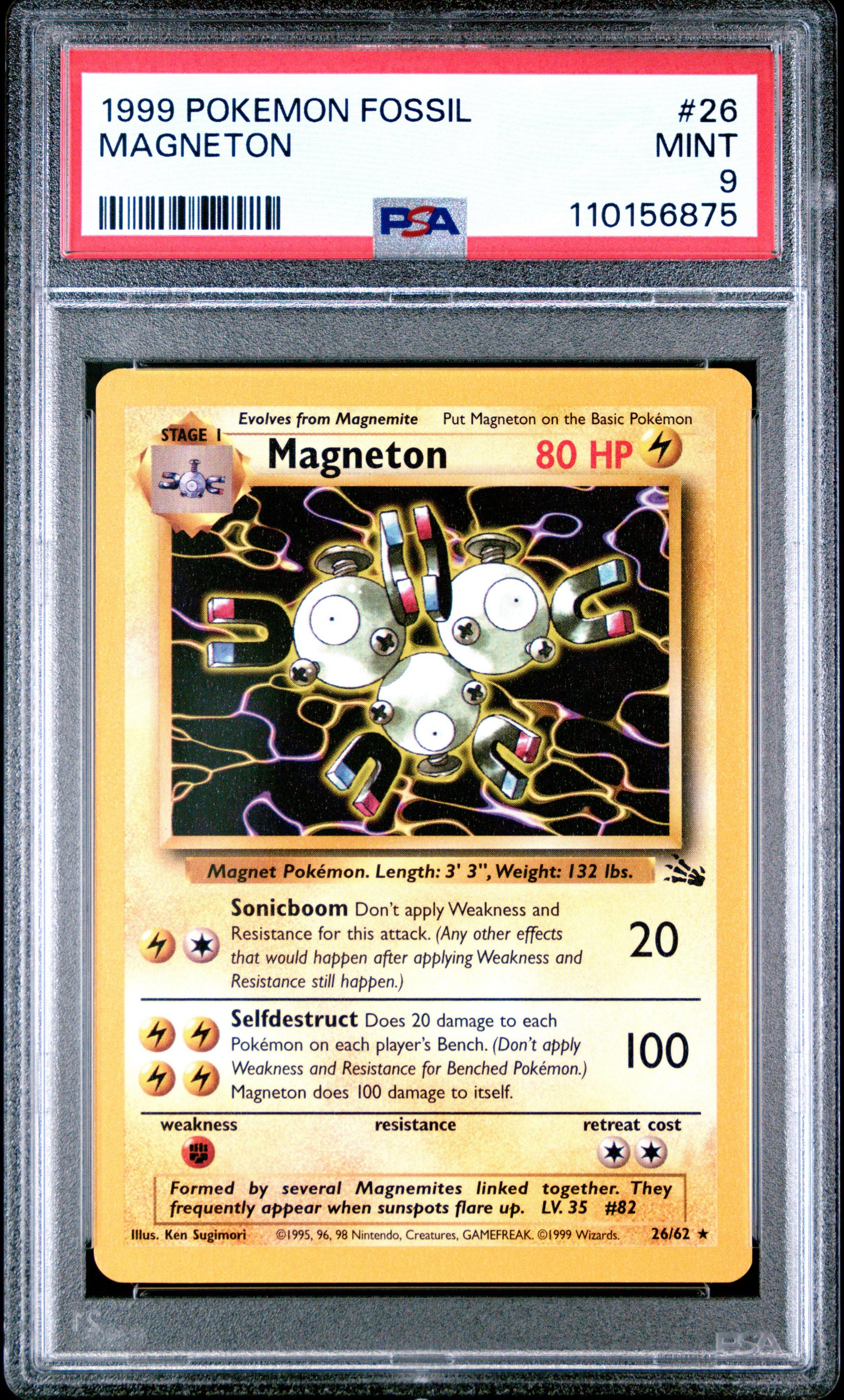 1999 Pokemon Fossil 26 Magneton PSA