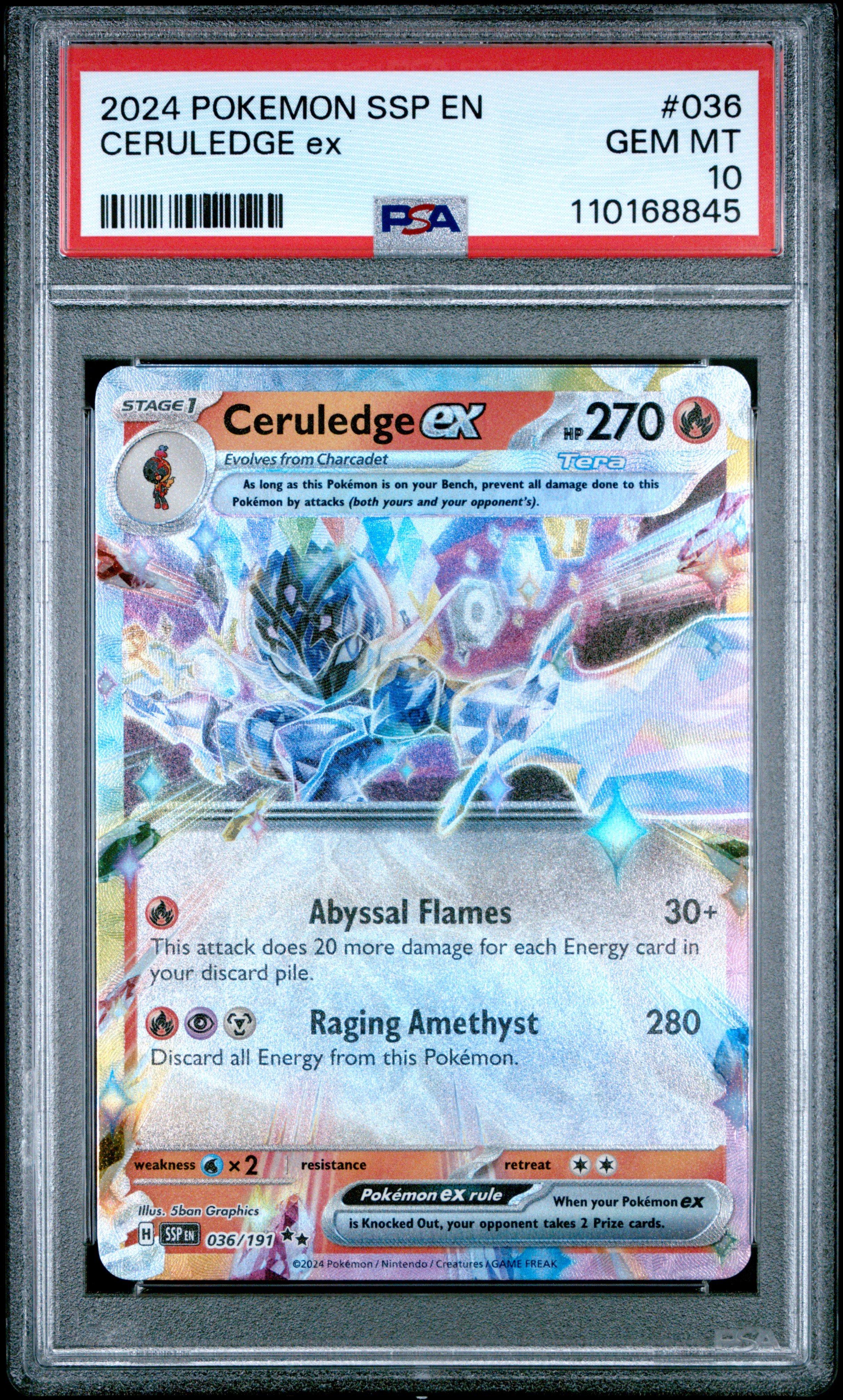 2024 Pokemon Ssp En-surging Sparks 036 Ceruledge Ex PSA 10 Graded