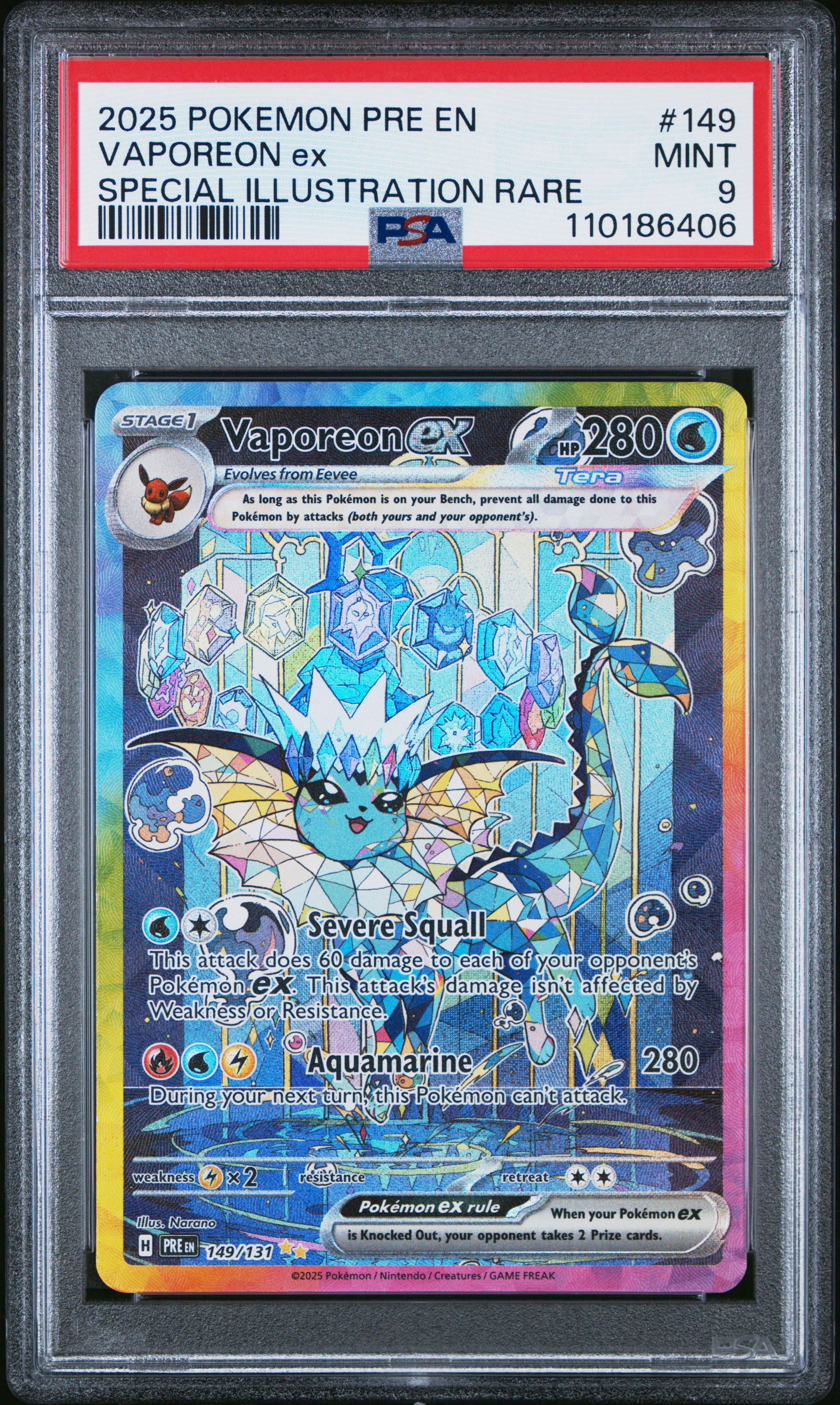 2025 Pokemon Pre En-prismatic Evolutions 149 Vaporeon Ex Special