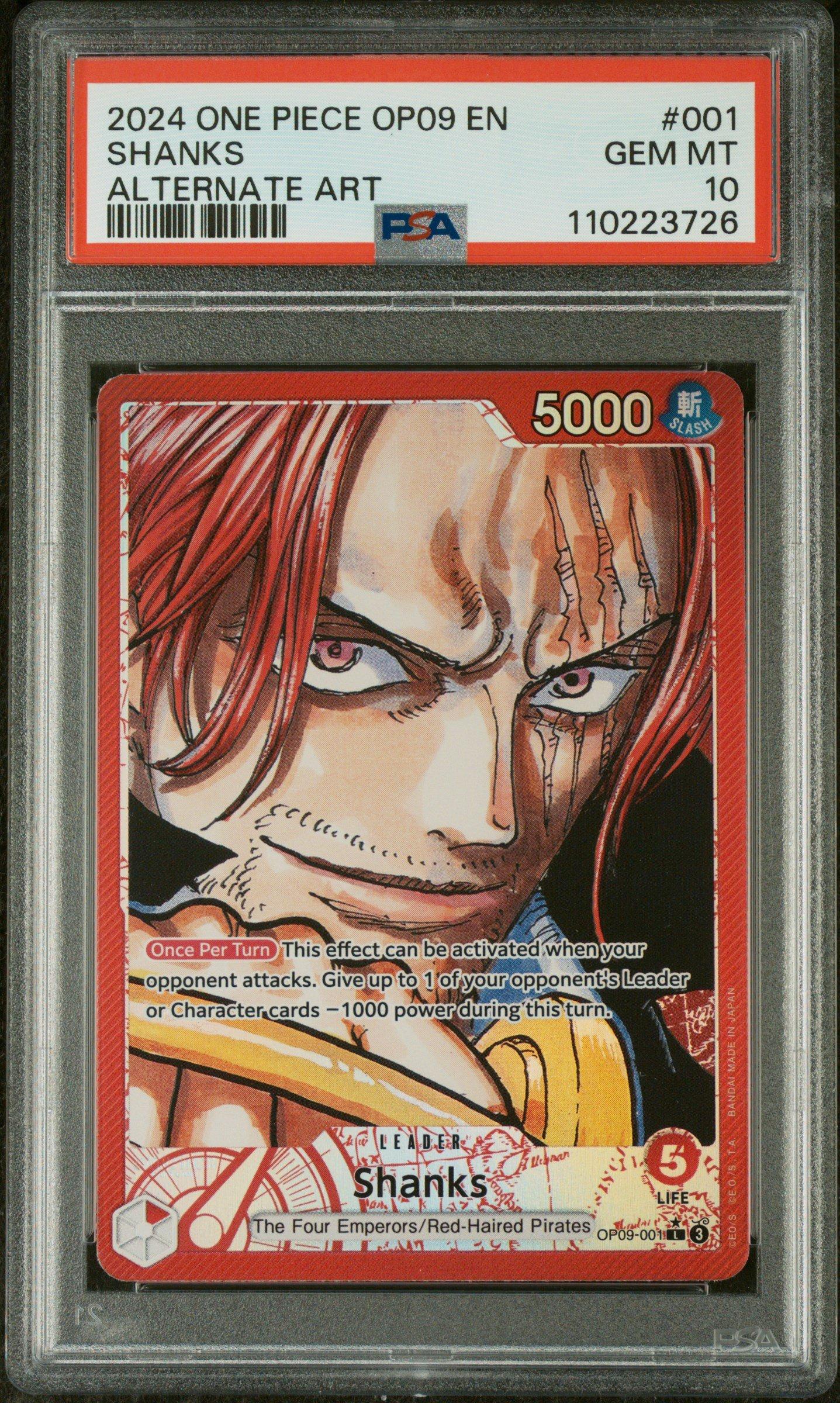 2024 One Piece Op09-emperors In The New World 001 Shanks Alternate Art PSA 10