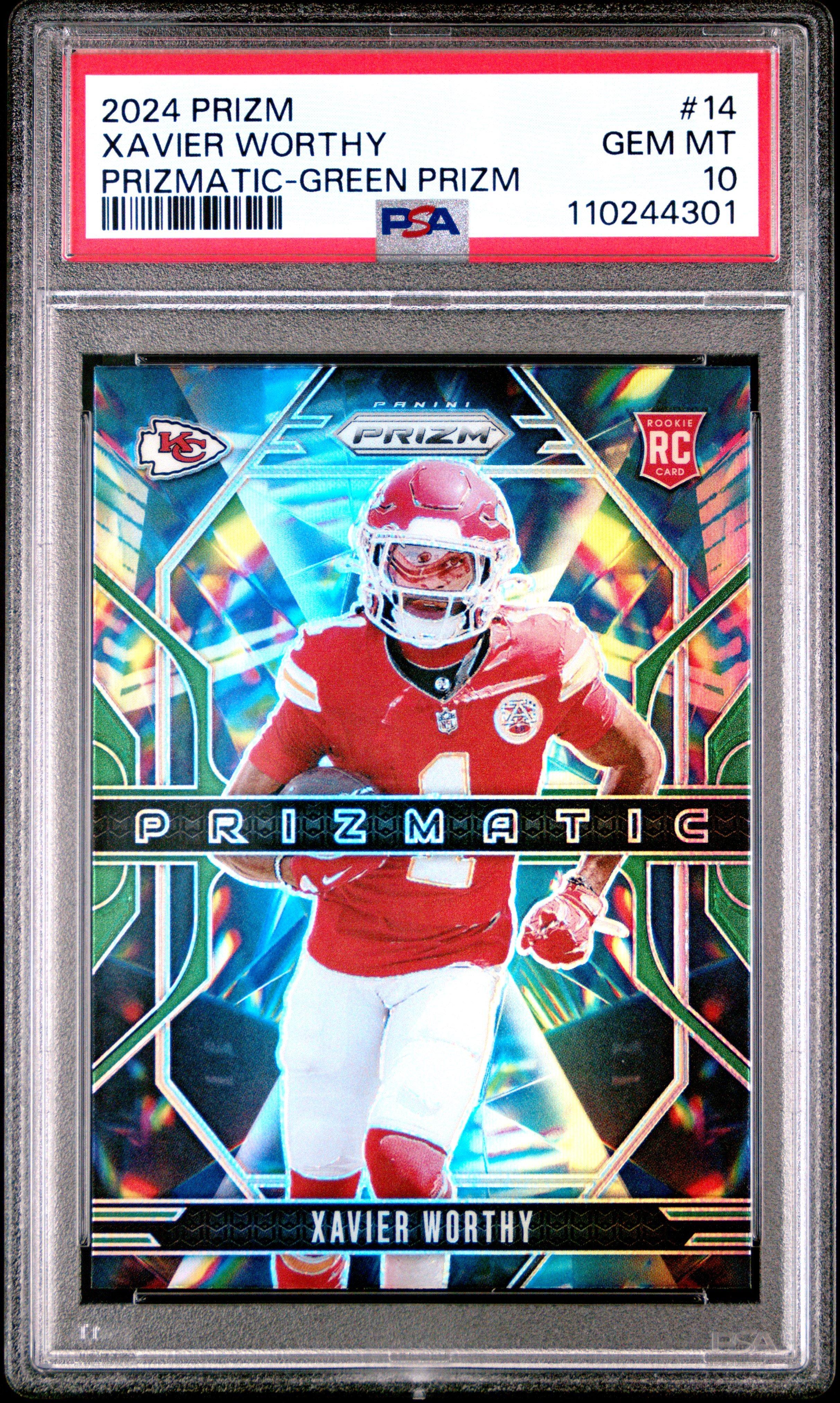 2024 Panini Prizm Prizmatic 14 Xavier Worthy Green Prizm PSA 10