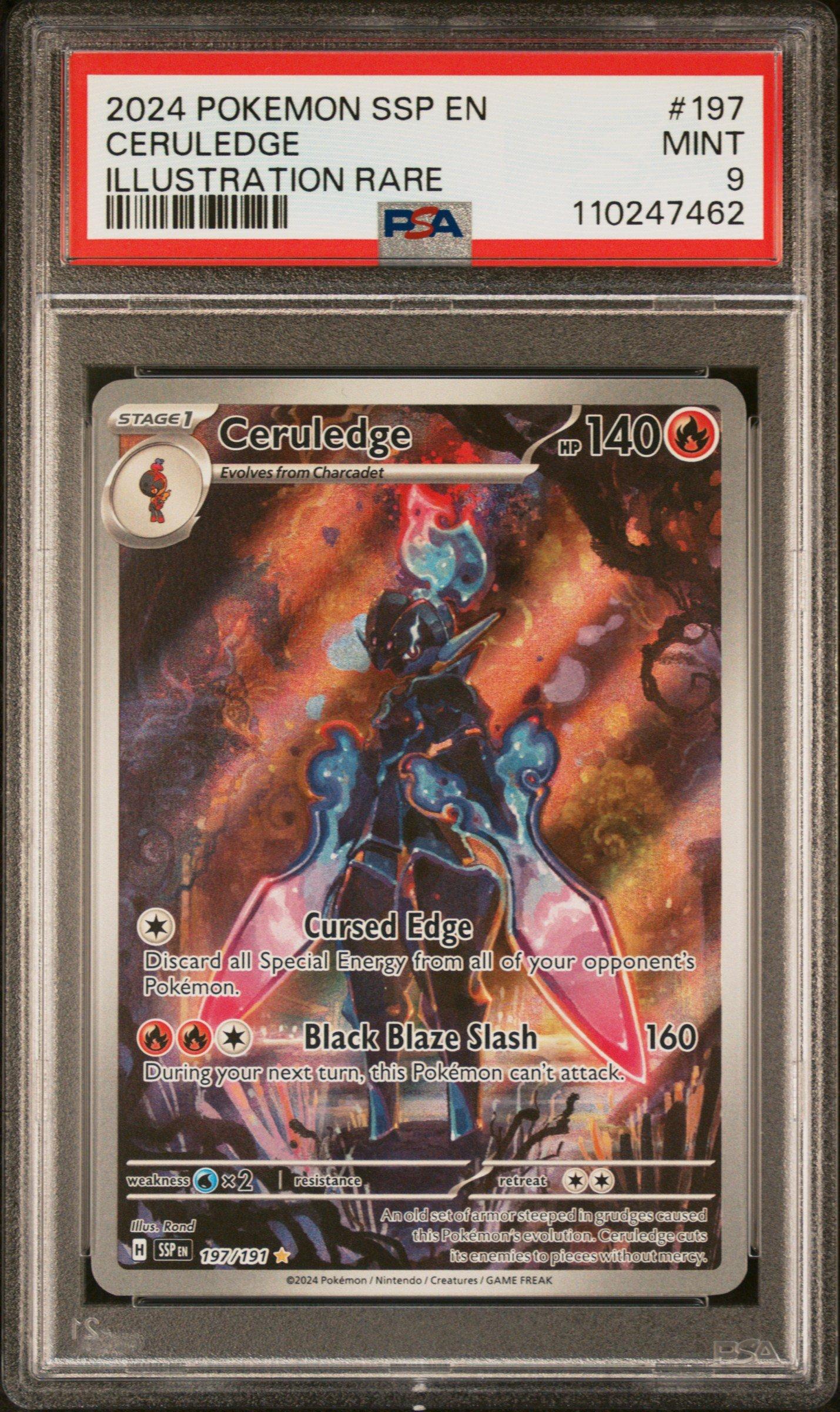 surging sparks rare cards 2024 Pokemon Ssp En-surging 197 Ceruledge Illustration PSA 9 Graded Card Pokémon Surging Sparks | Illustration