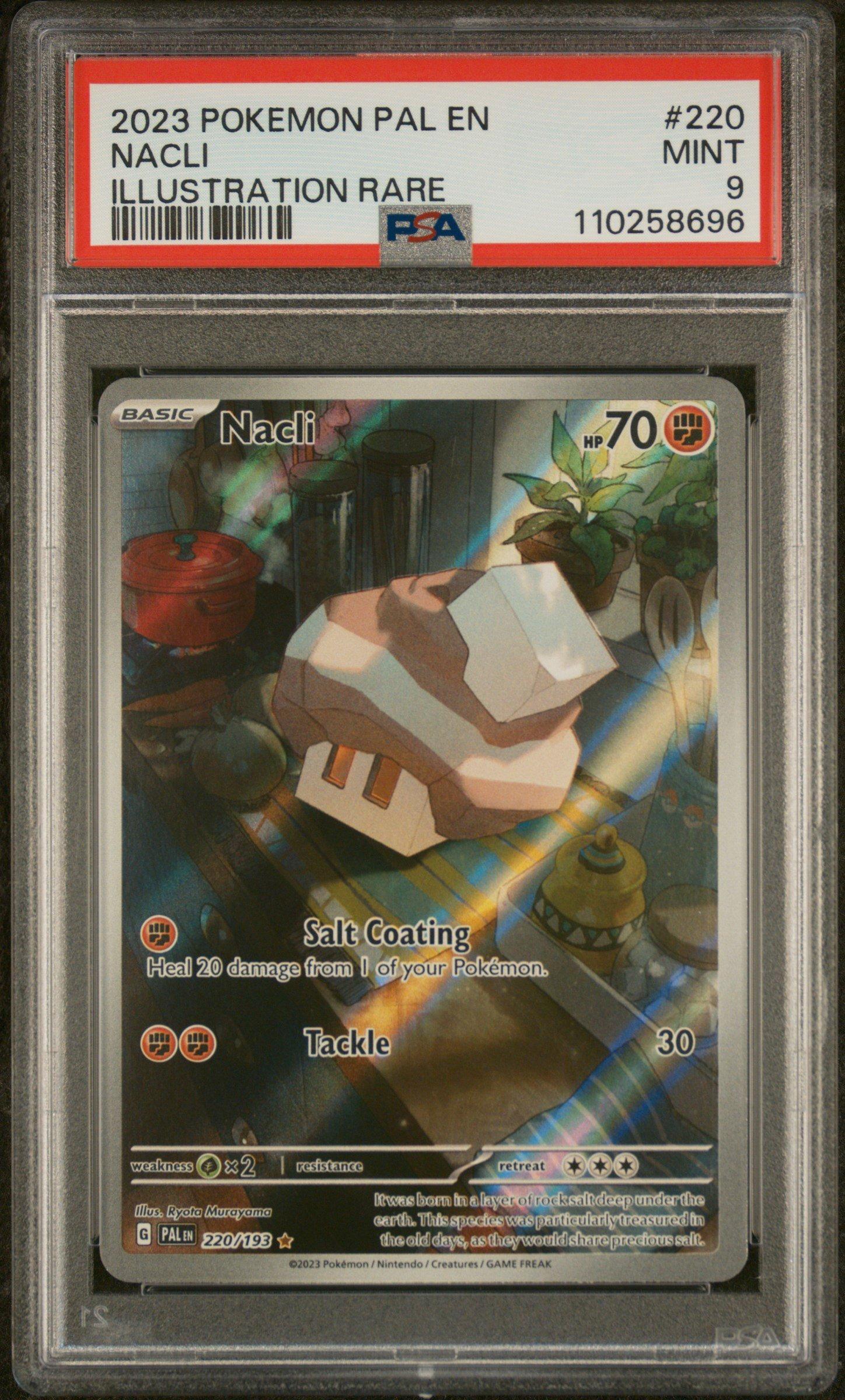 nacli pokemon card - 220/193 - Paldea Evolved - Illustration Rare RarityIllustration Rare Hit Points70 HP Fighting Salt Coating Heal 20 damage from 1 of your Pokmon. Nacli - 078/071 (078/071) -