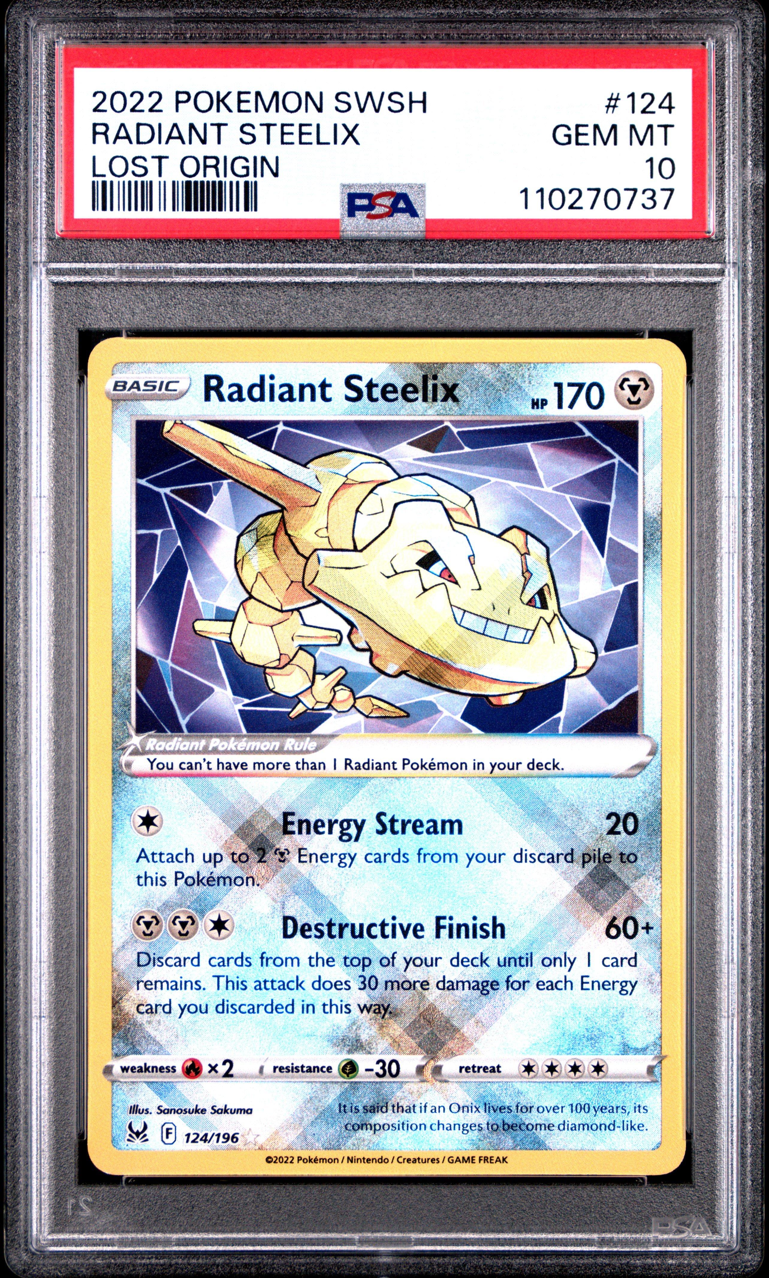 2022 Pokemon Sword & Shield Lost Origin 124 Radiant Steelix PSA