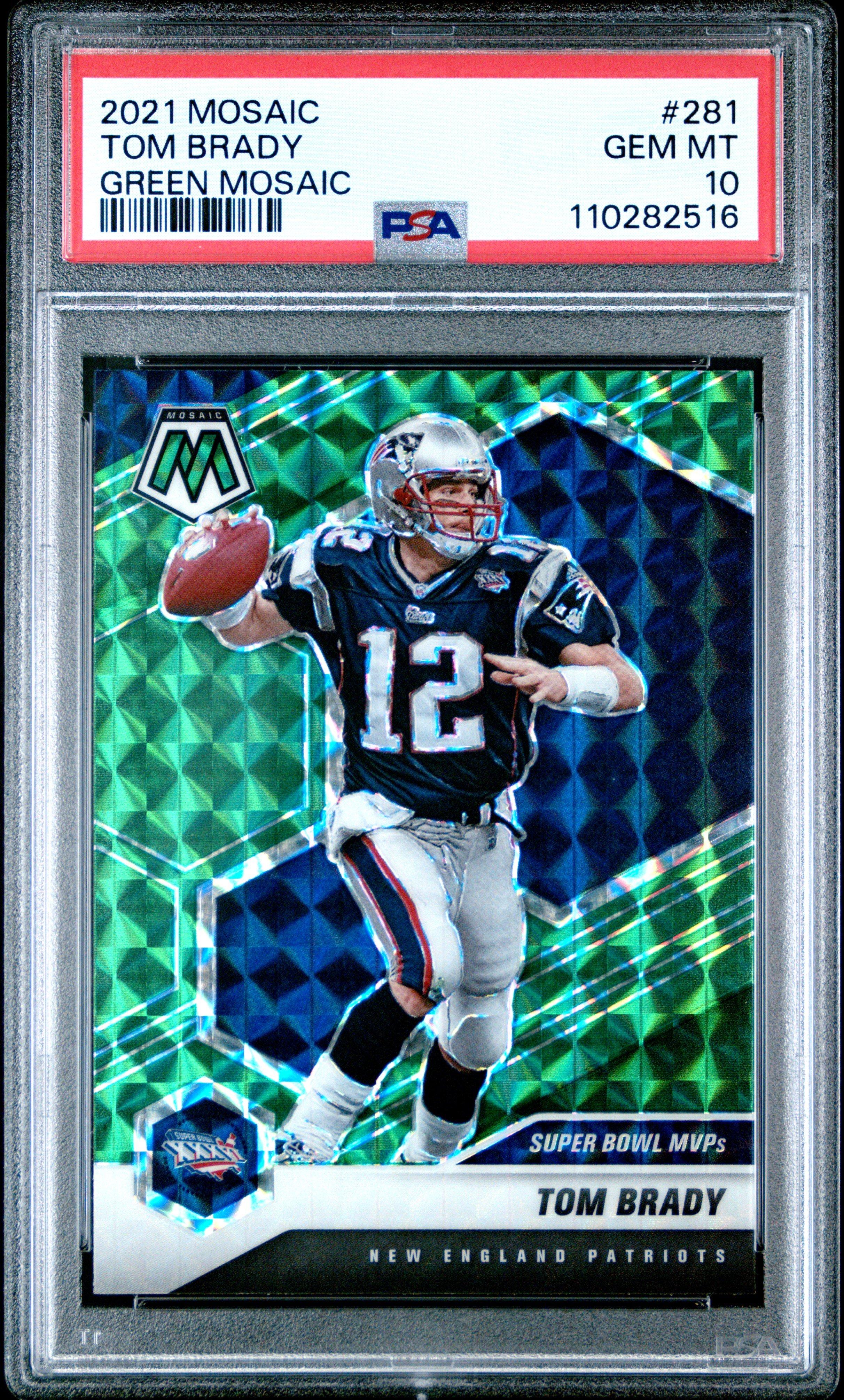 2021 Panini Mosaic 281 Tom Brady Green Mosaic PSA 10