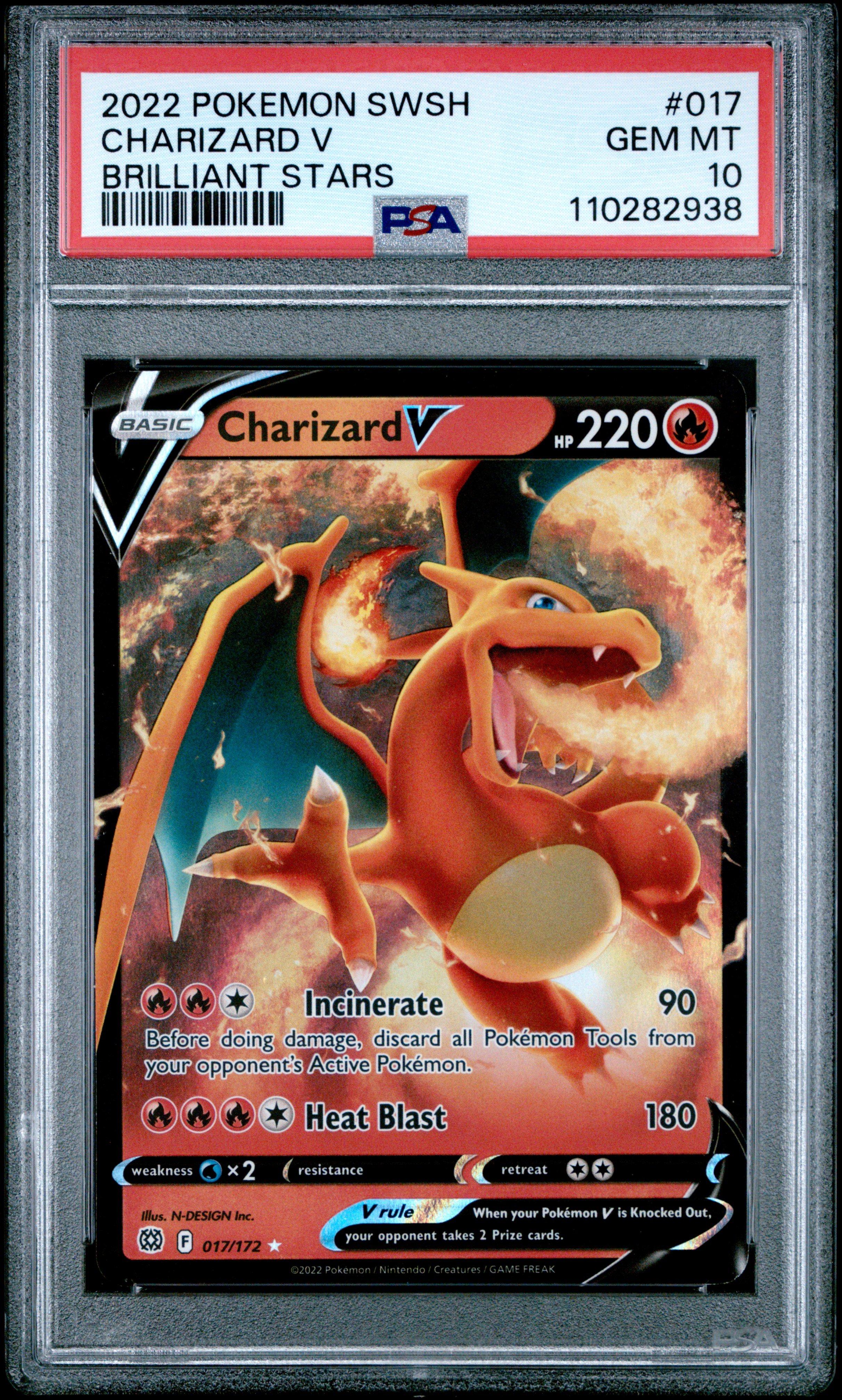 2022 Pokemon Sword & Shield Brilliant Stars 017 Charizard V PSA