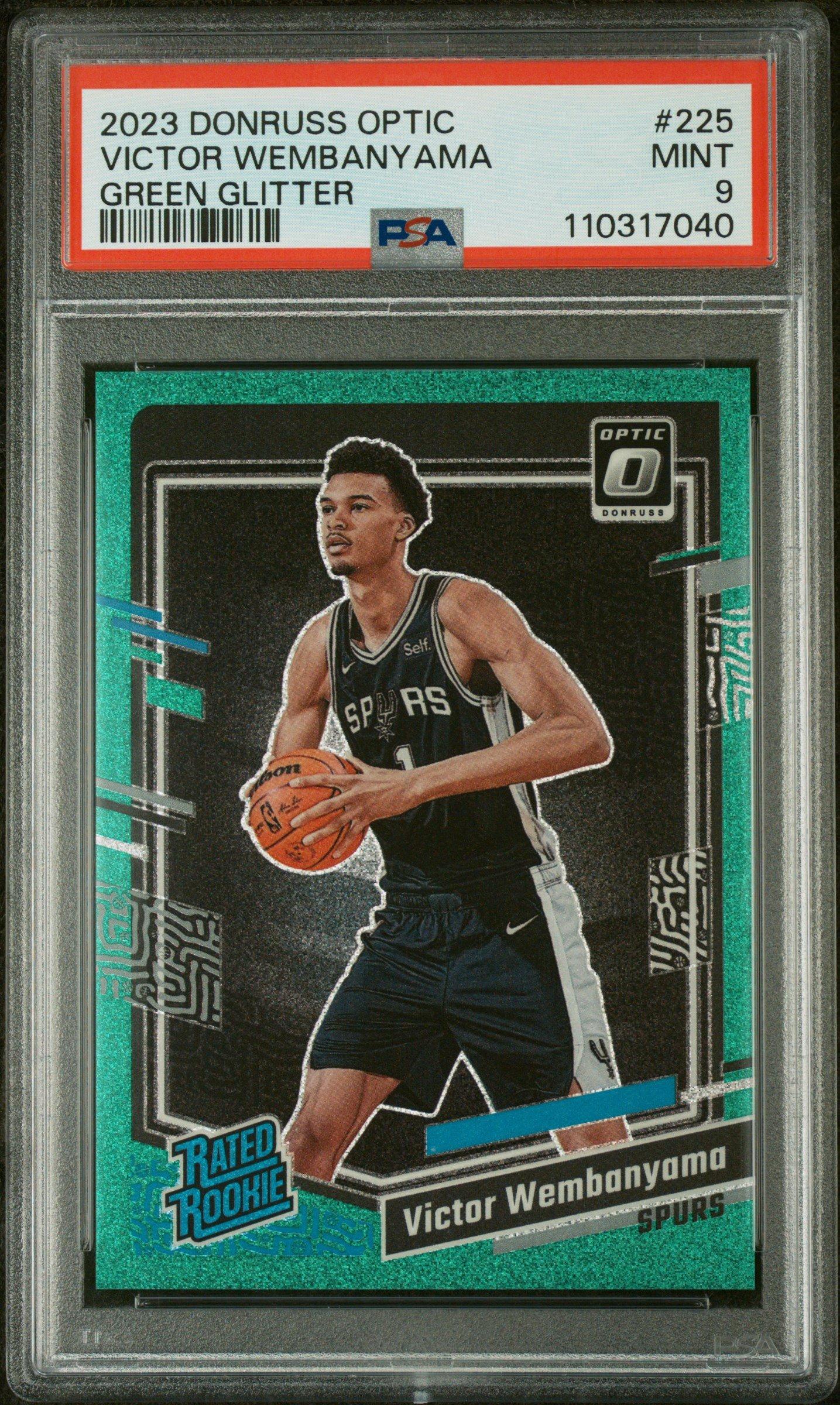 2023 Panini Donruss Optic 225 Victor Wembanyama Green Glitter PSA 9