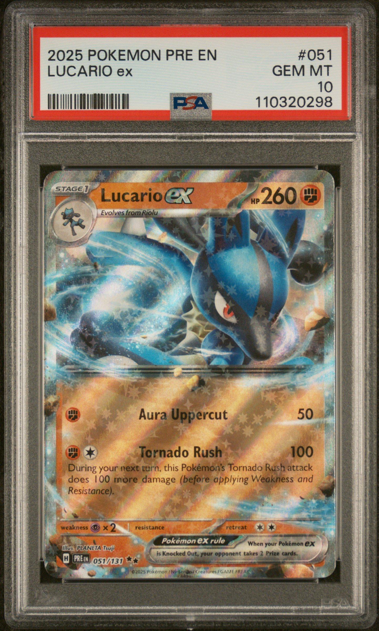 2025 Pokemon Pre En-prismatic Evolutions 051 Lucario Ex PSA 10