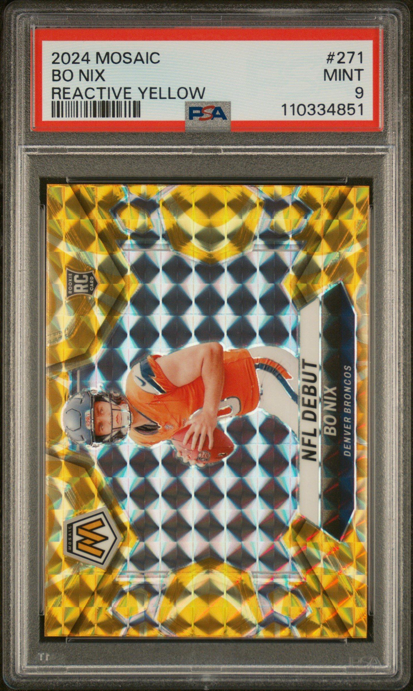 2024 Panini Mosaic 271 Bo Nix Reactive Yellow PSA 9 | GameStop