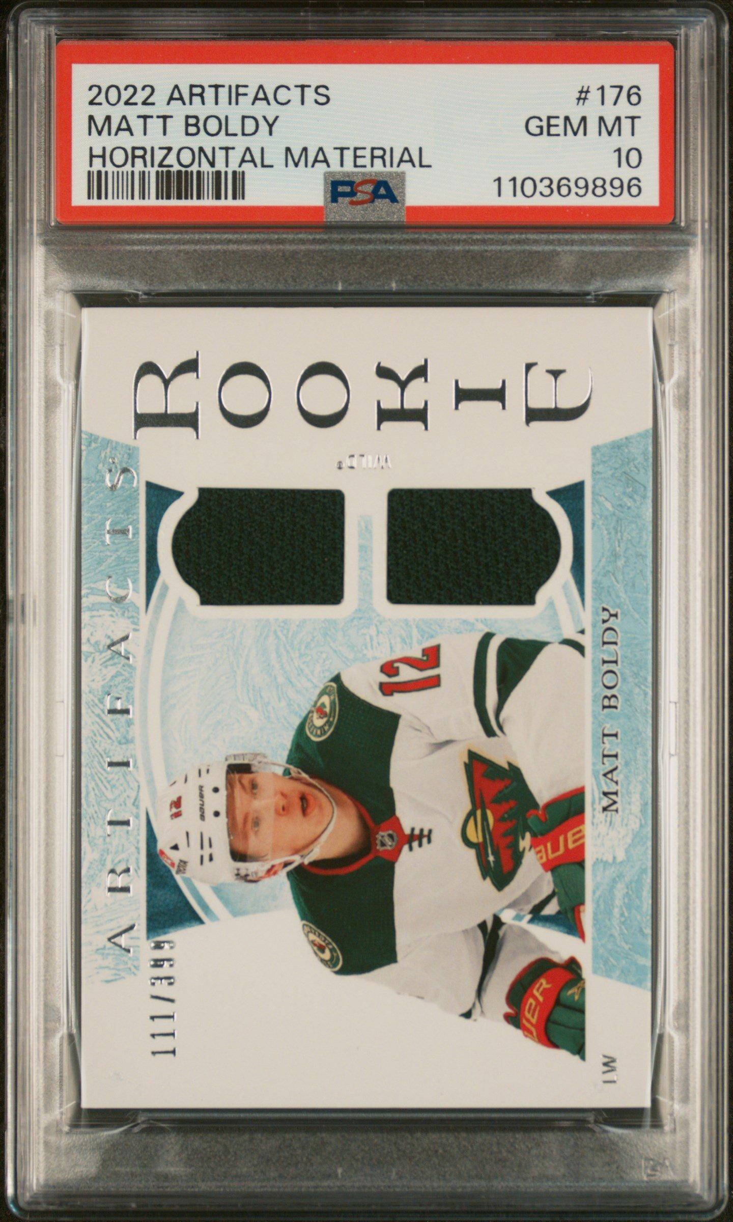 2022 Upper Deck Artifacts 176 Matt Boldy Horizontal Material PSA 10