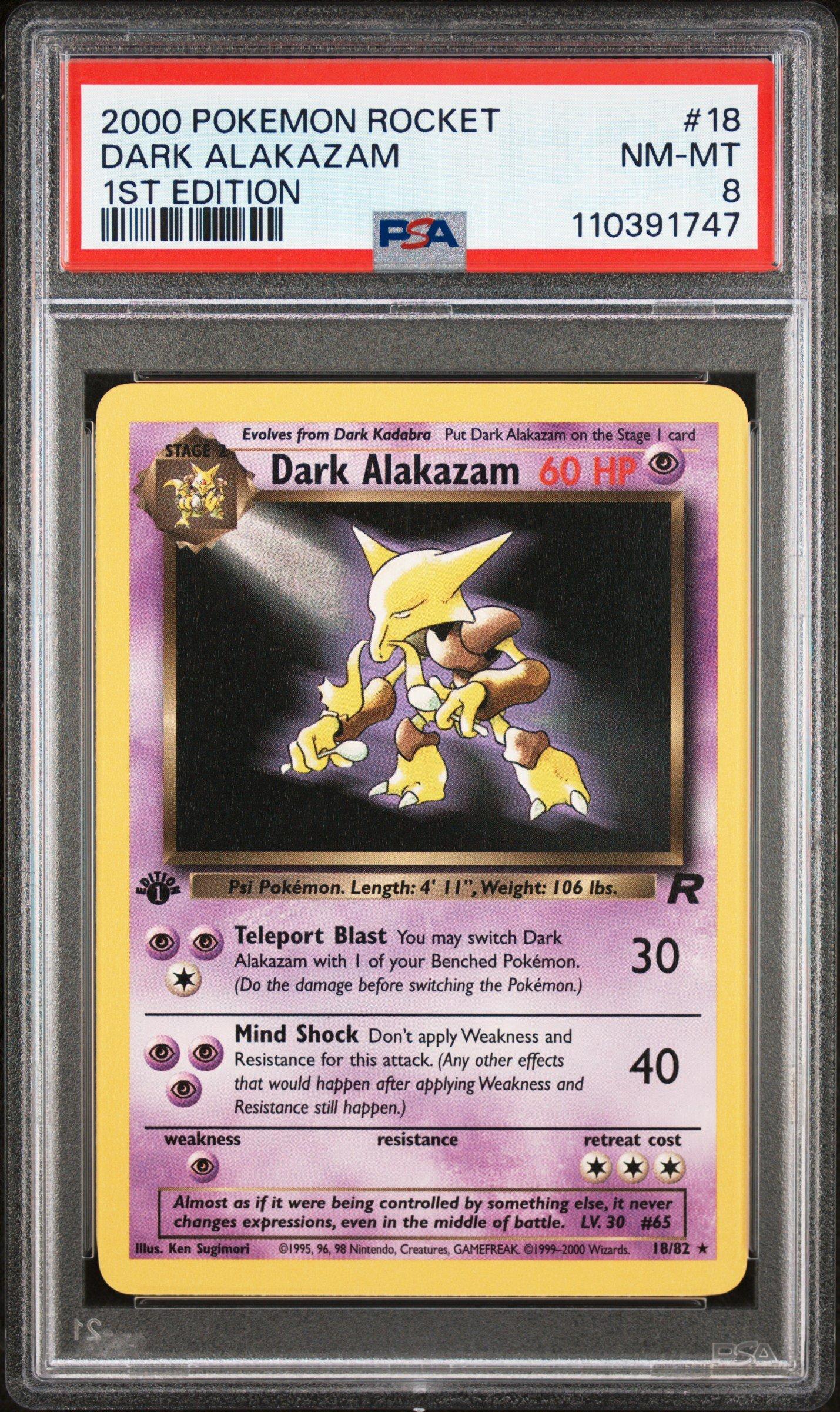 2000 Pokemon Rocket 18 Dark Alakazam 1st Edition PSA 8 Graded Card