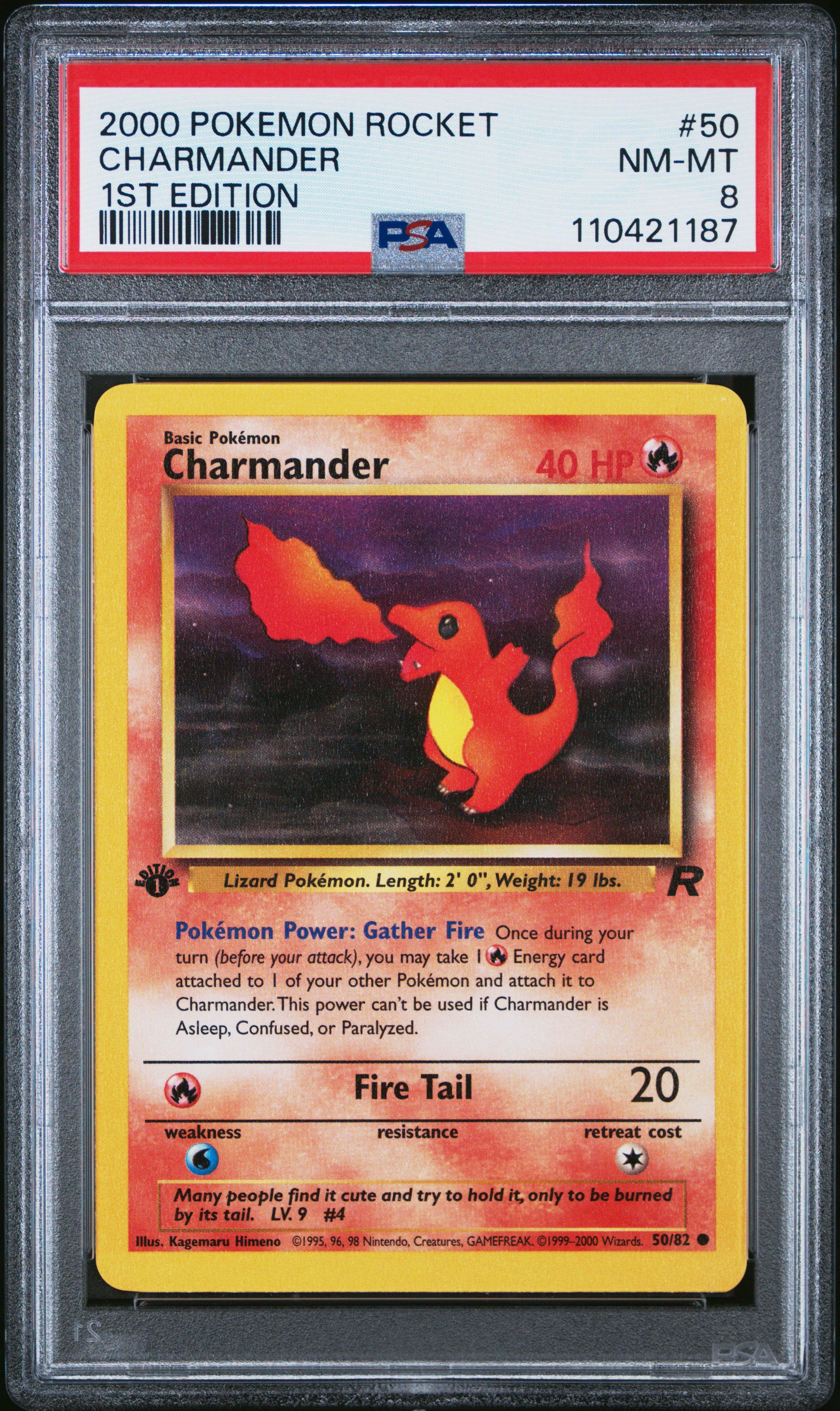 2000 Pokemon Rocket 50 Charmander 1st Edition PSA 8 Graded Card