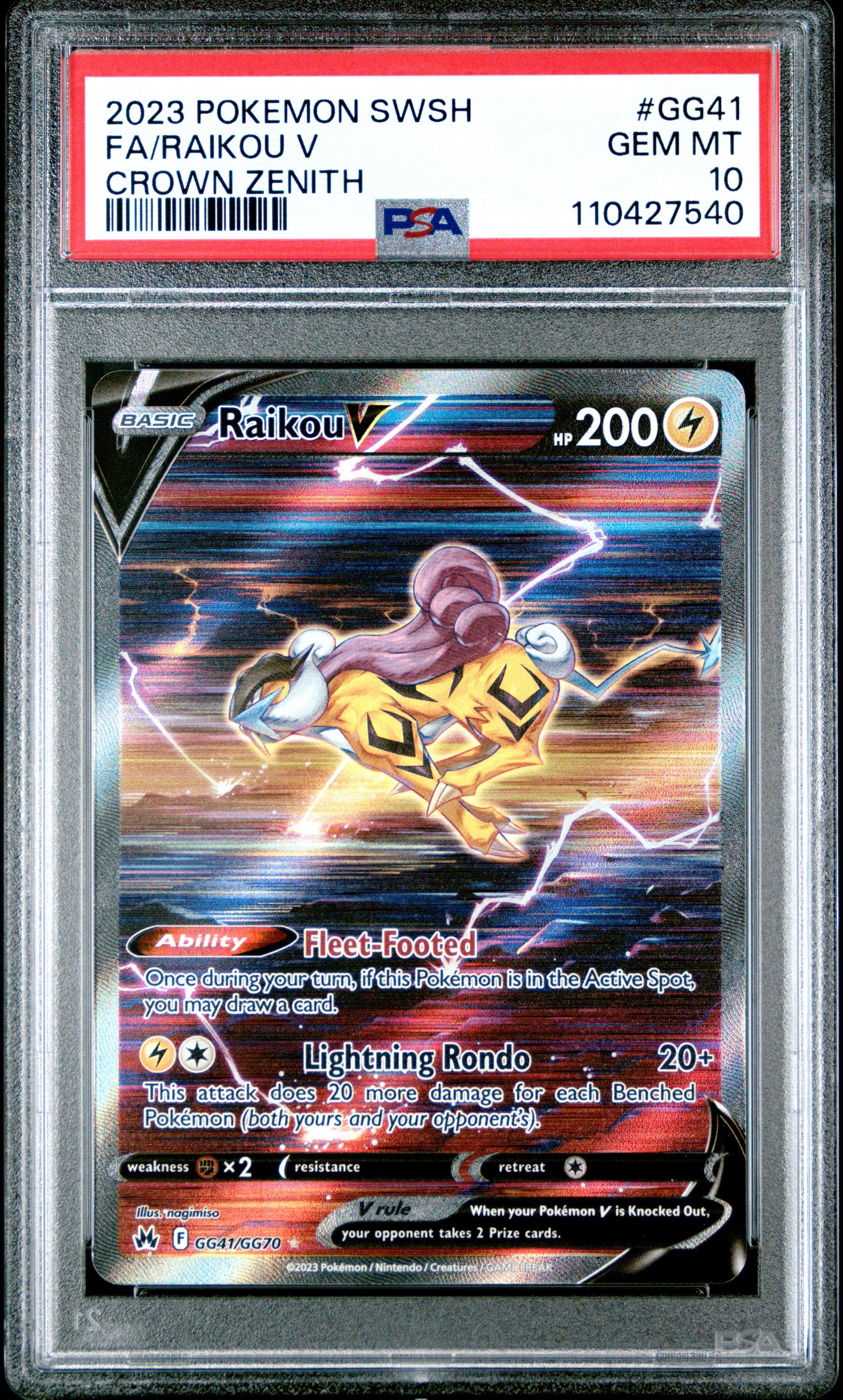 2023 Pokemon Sword And Shield Crown Zenith Gg41 Full Art/raikou V