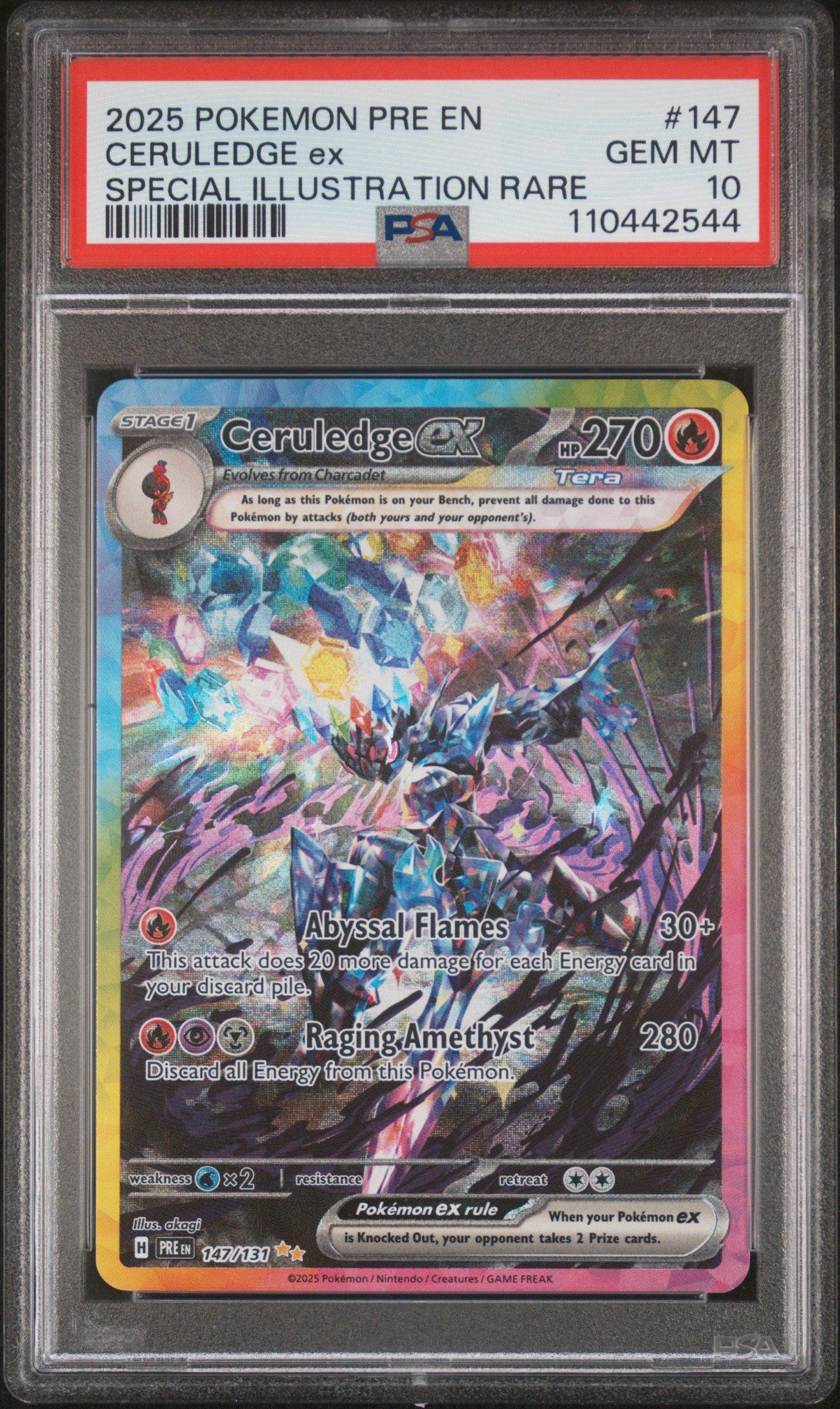2025 Pokemon Pre En-Prismatic Evolutions 147 Ceruledge Ex Special Illustration Rare PSA 10