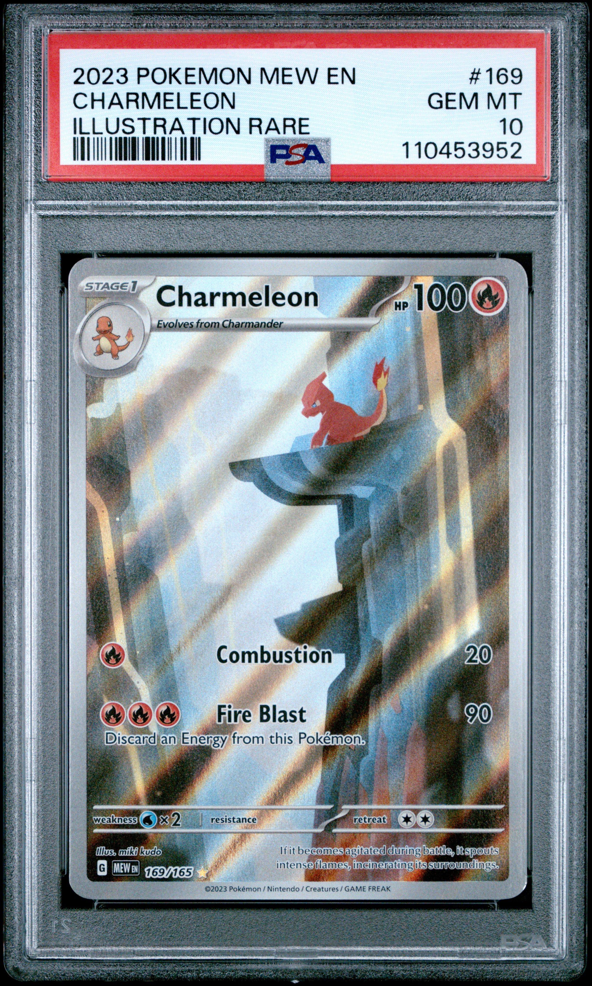 is charmeleon a rare pokemon card 2023 Pokemon Mew En-151 169 Charmeleon Illustration Rare PSA 10 Graded Card