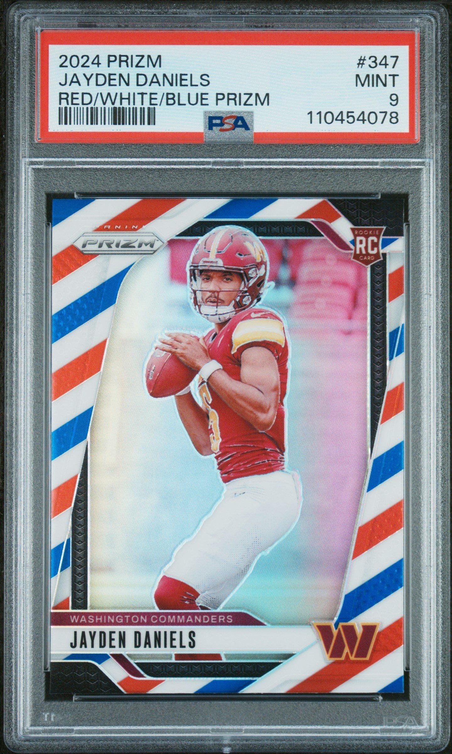 2024 Panini Prizm 347 Jayden Daniels Red/white/blue Prizm PSA 9