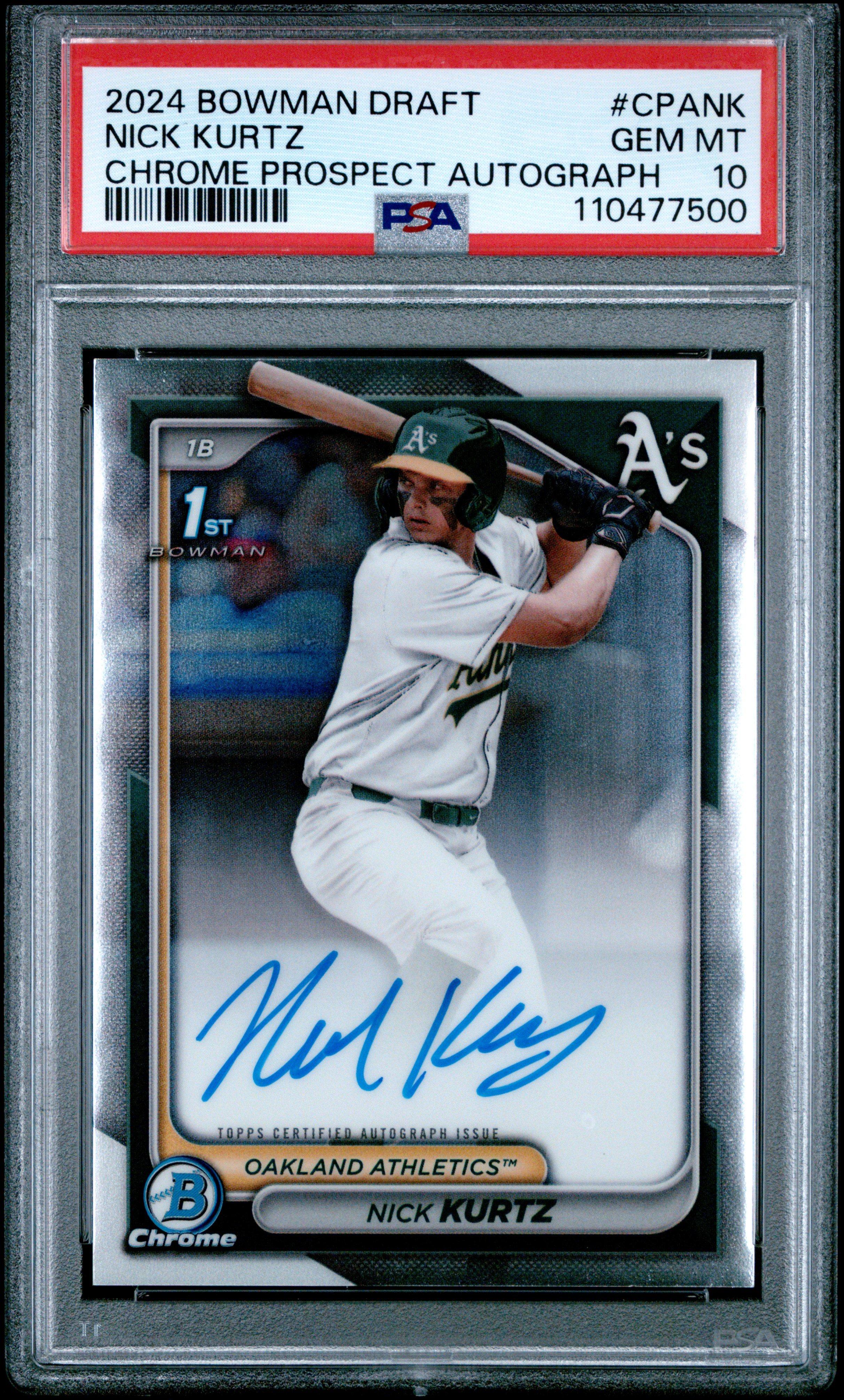 2024 Bowman Draft Chrome Prospect Autographs Cpank Nick Kurtz PSA 10