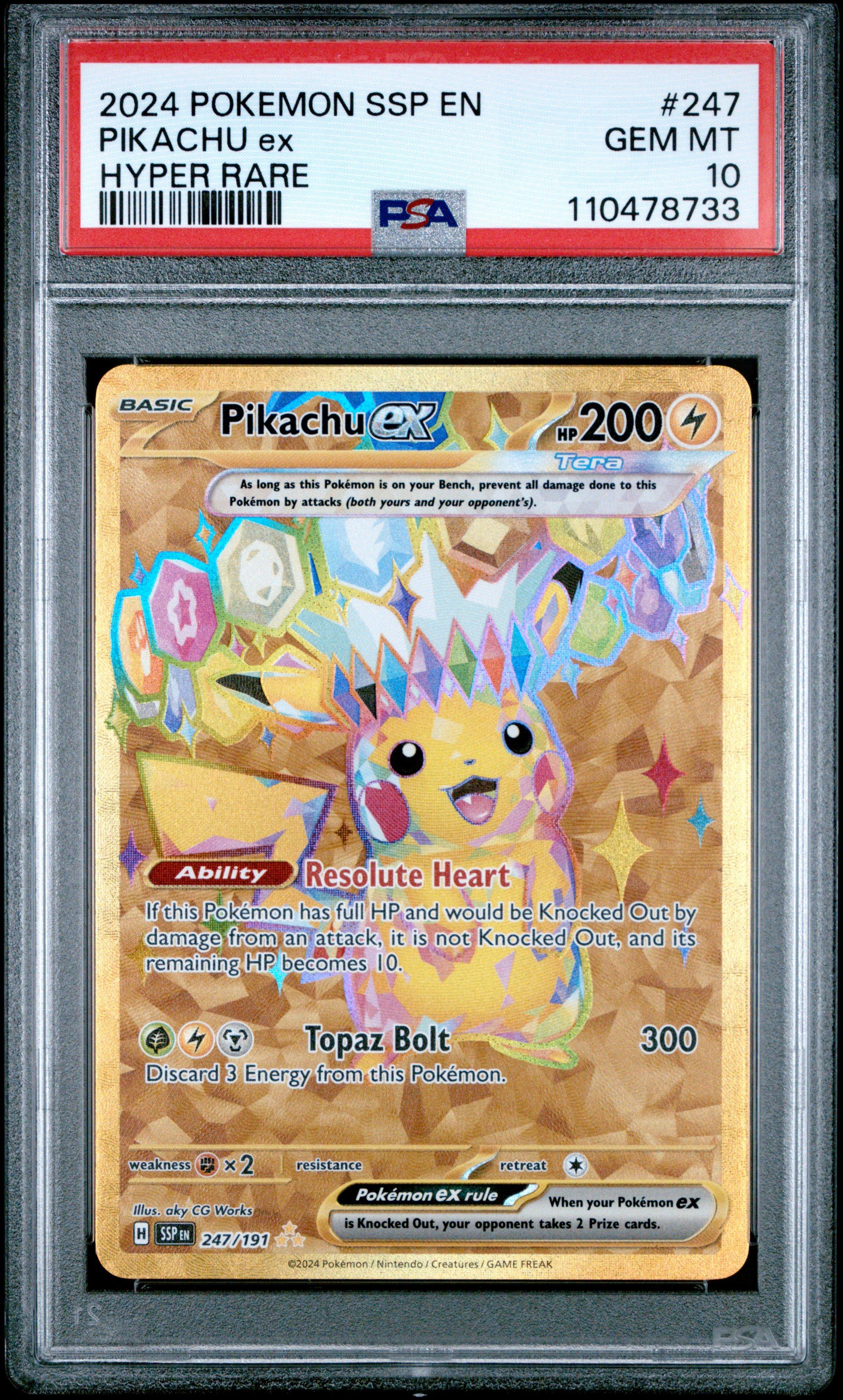 2024 Pokemon Ssp En-surging Sparks 247 Pikachu Ex Hyper Rare PSA
