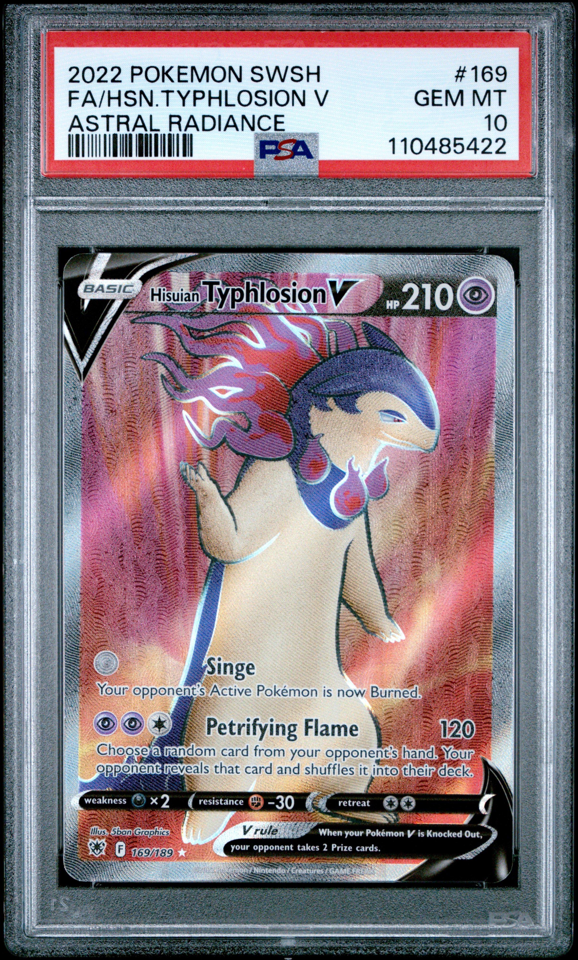 2022 Pokemon Sword & Shield Astral Radiance 169 Full Art/hisuian Typhlosion V PSA 10