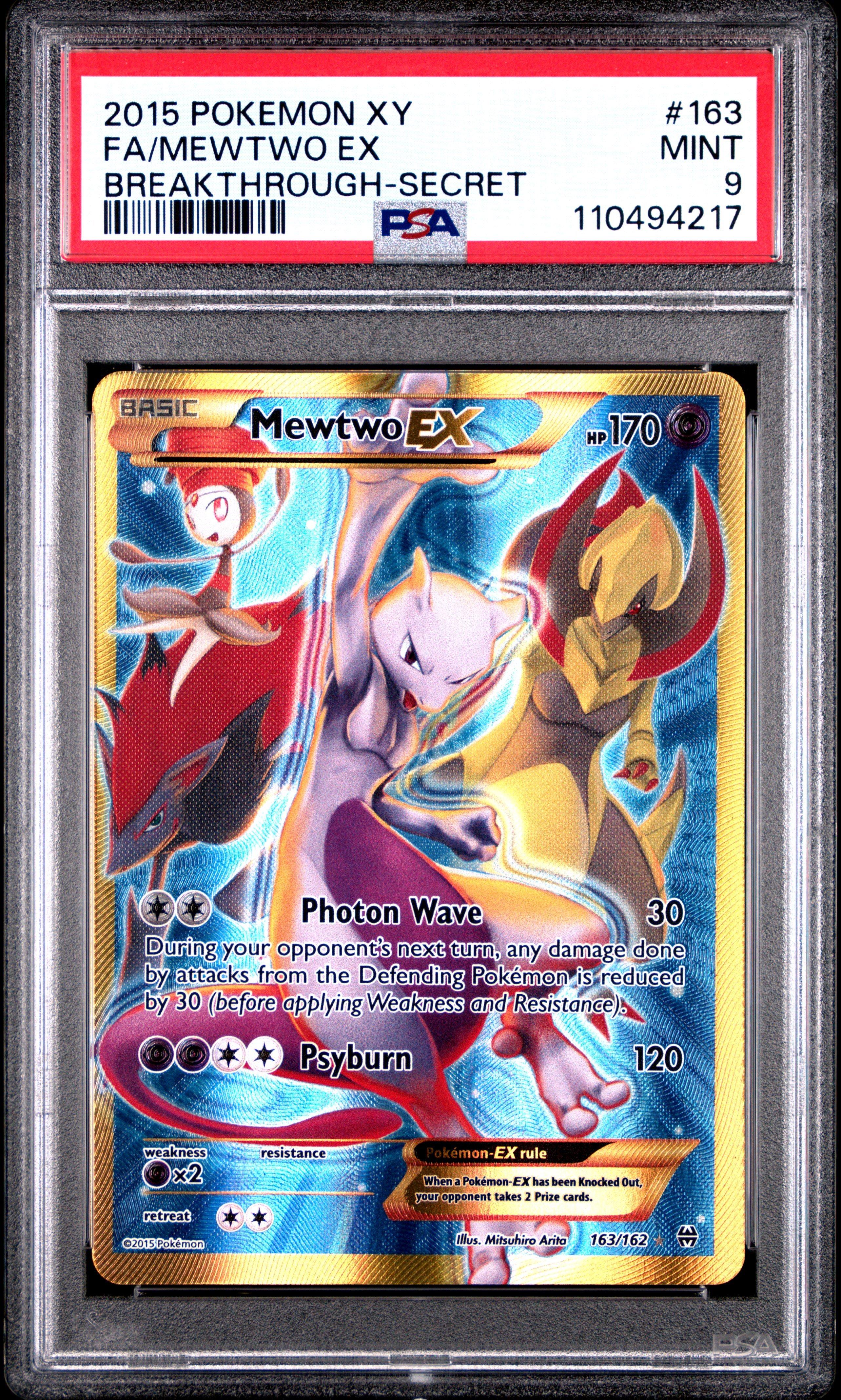 2015 Pokemon Xy Breakthrough 163 Full Art/mewtwo Ex Secret PSA 9
