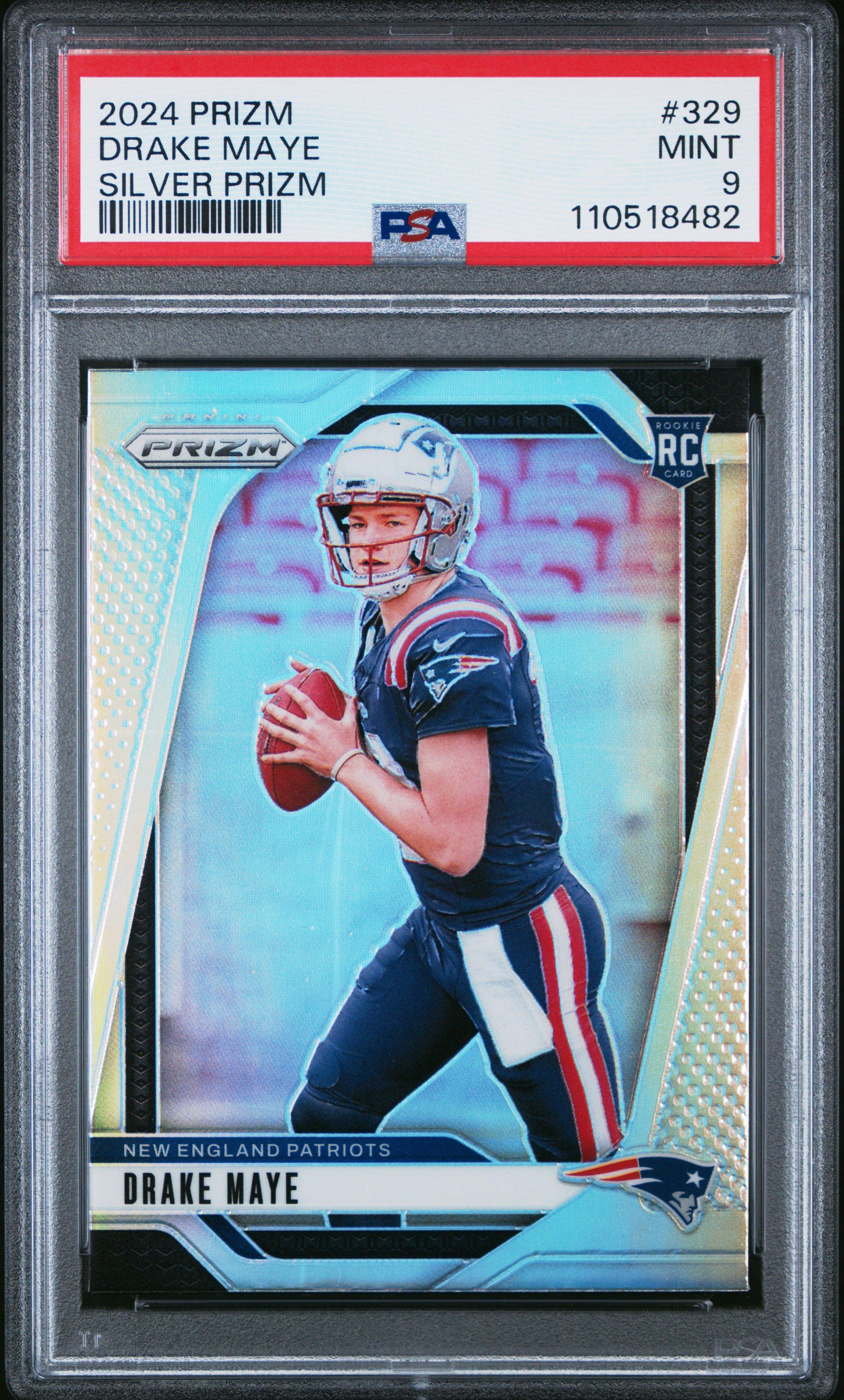 2024 Panini Prizm 329 Drake Maye Silver Prizm PSA 9 Graded Card