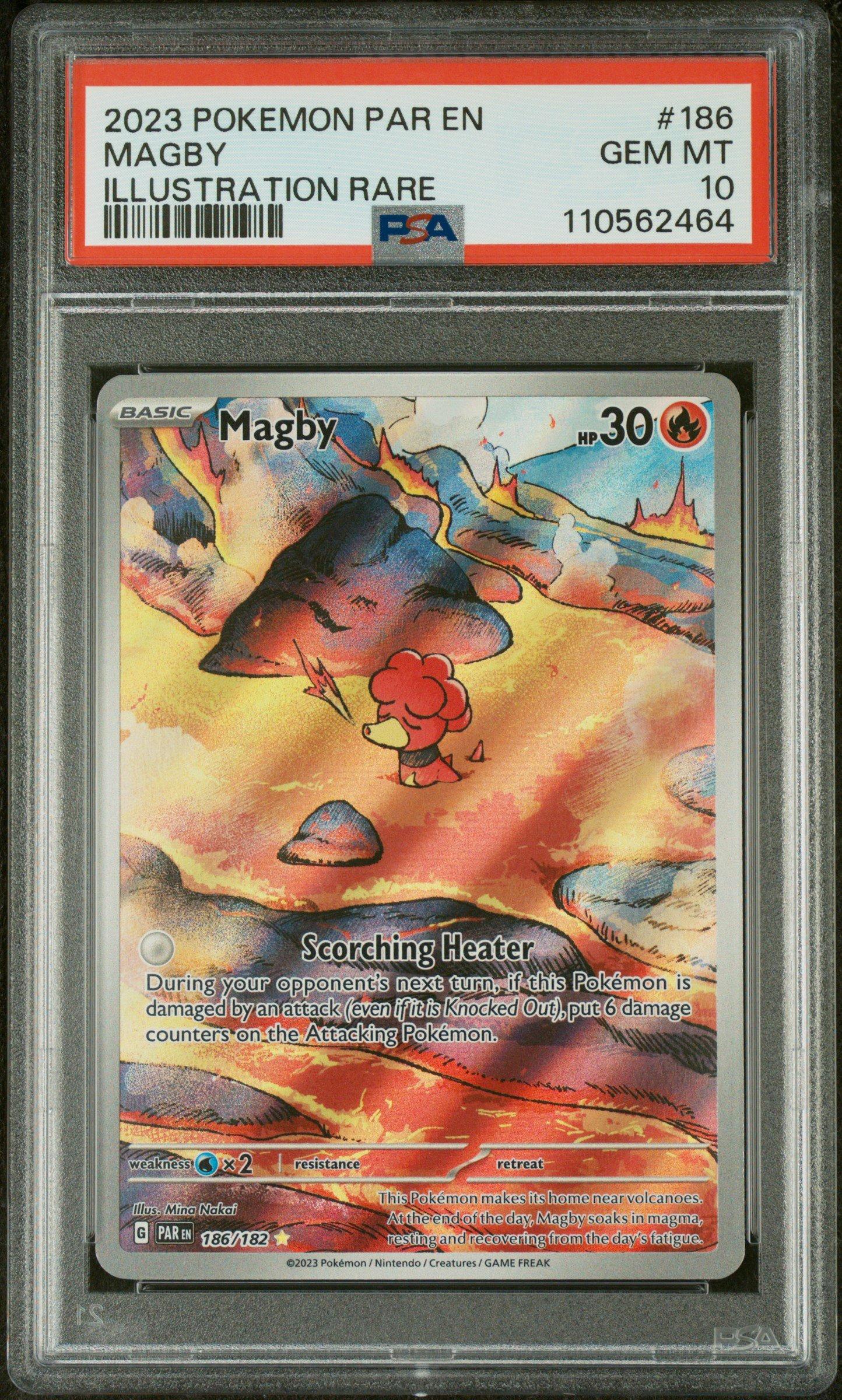 2023 Pokemon Par En-paradox Rift 186 Magby Illustration Rare PSA