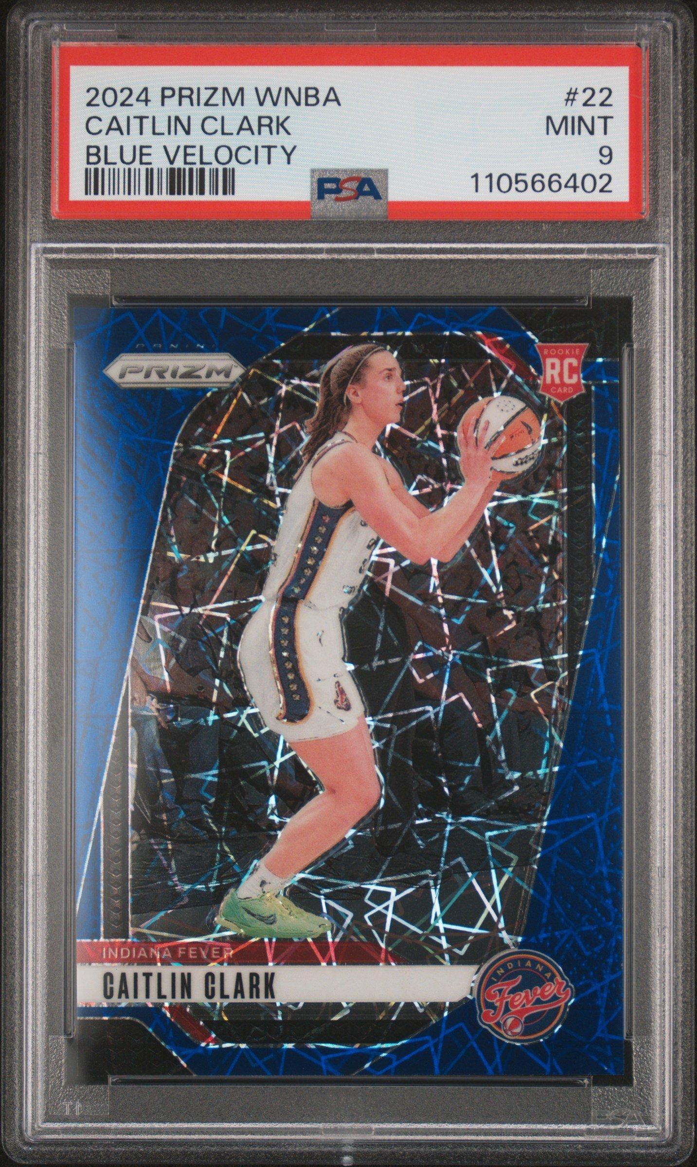 2024 Panini Prizm Wnba 22 Caitlin Clark Blue Velocity PSA