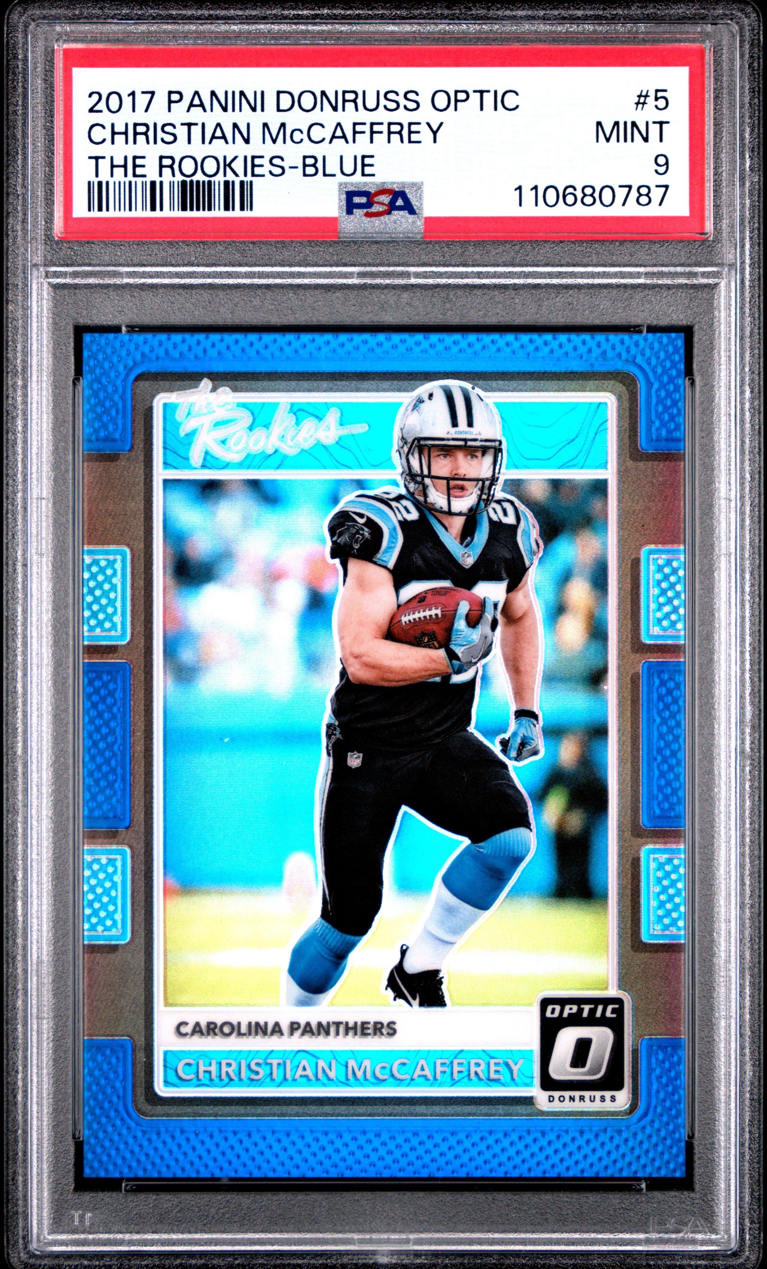 2017 Panini Donruss Optic The Rookies 5 Christian Mccaffrey Blue PSA 9