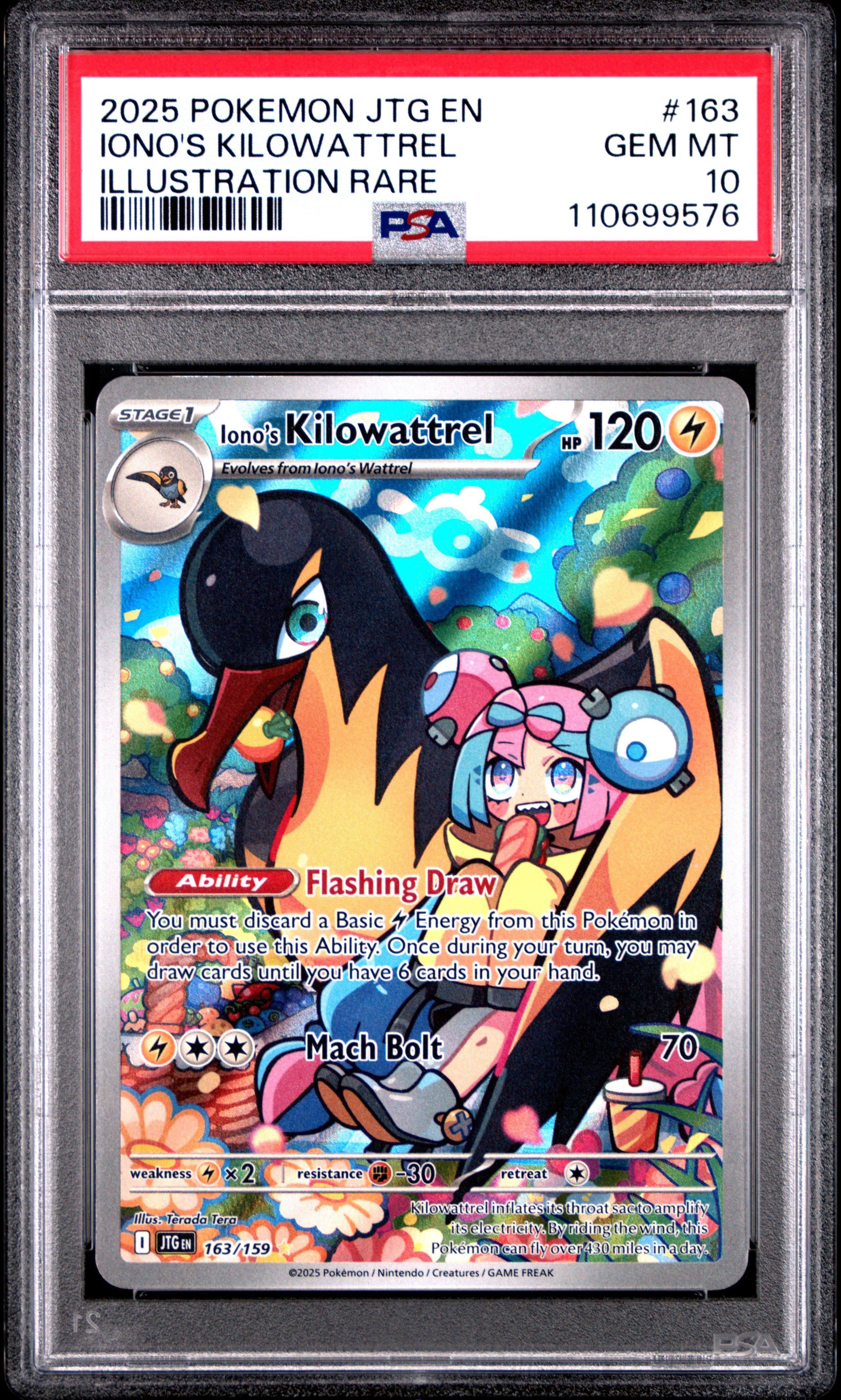 2025 Pokemon Jtg En-journey Together 163 Iono's Kilowattrel Illustration Rare PSA