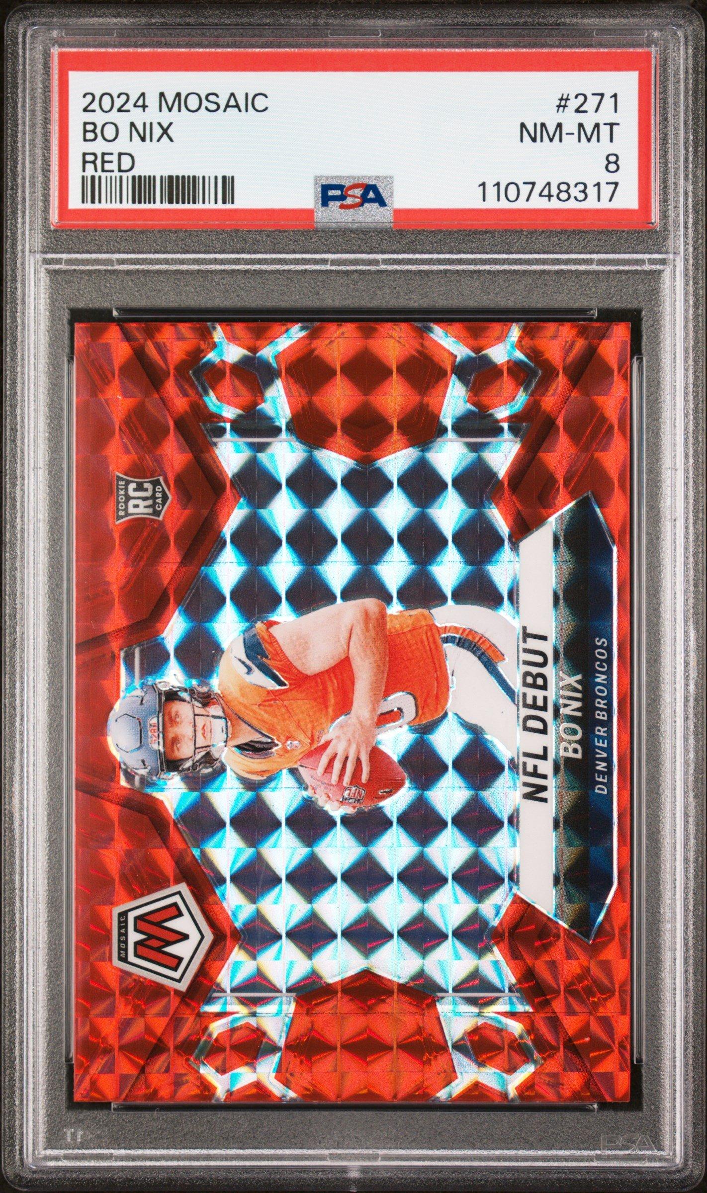 2024 Panini Mosaic 271 Bo Nix Red PSA 8