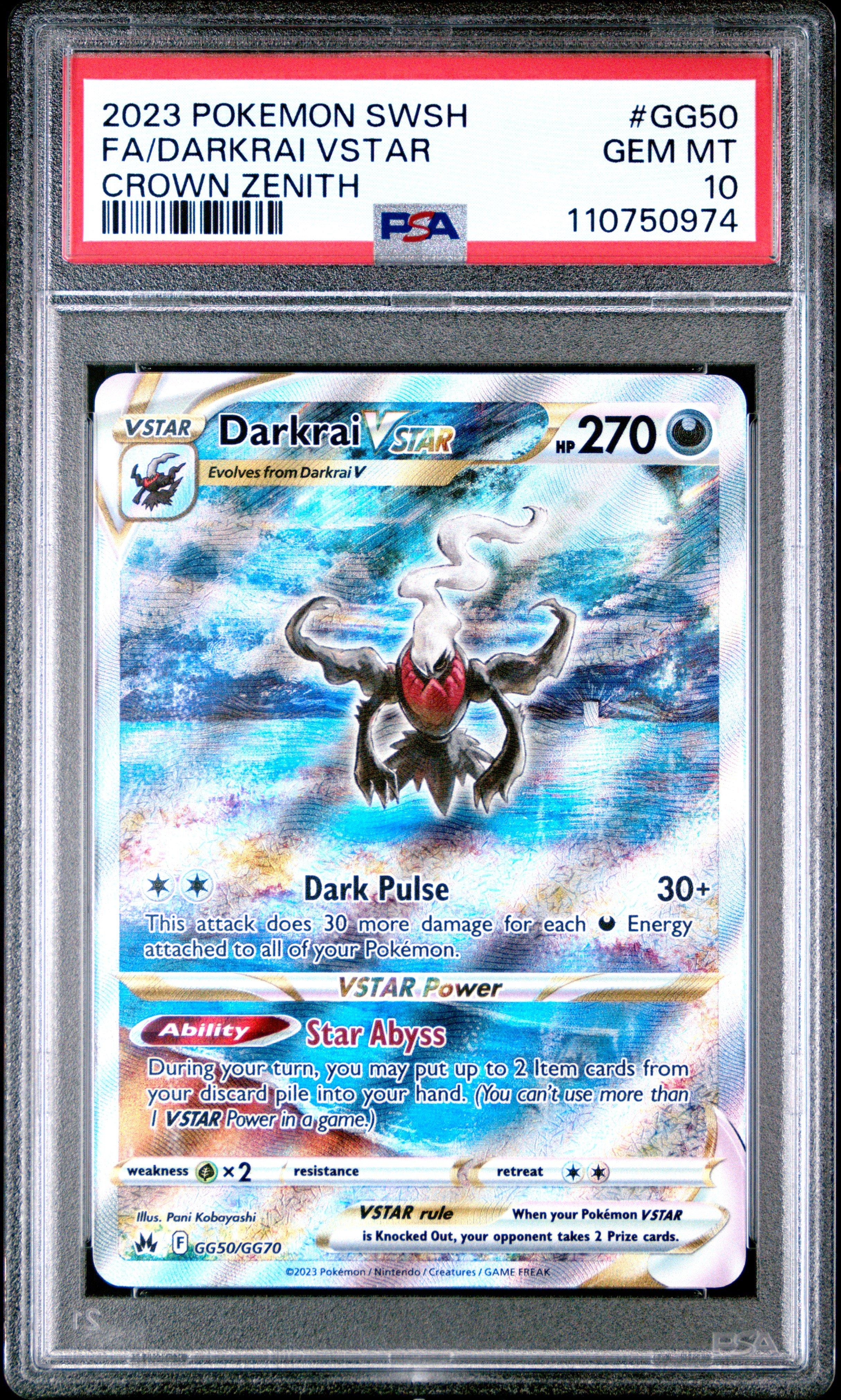 2023 Pokemon Sword And Shield Crown Zenith Gg50 Full Art/darkrai Vstar PSA