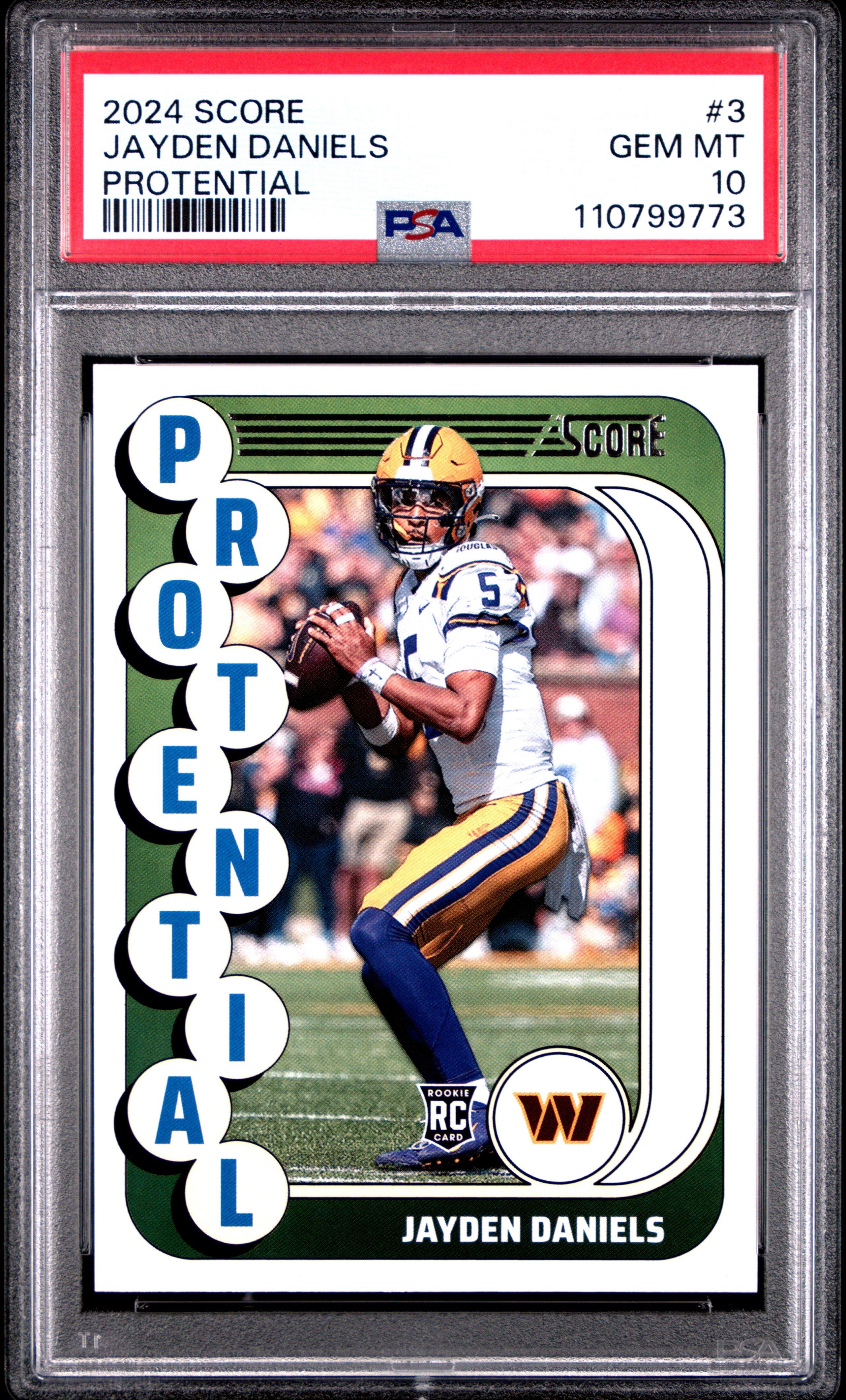 2024 Panini Score Protential 3 Jayden Daniels PSA 10