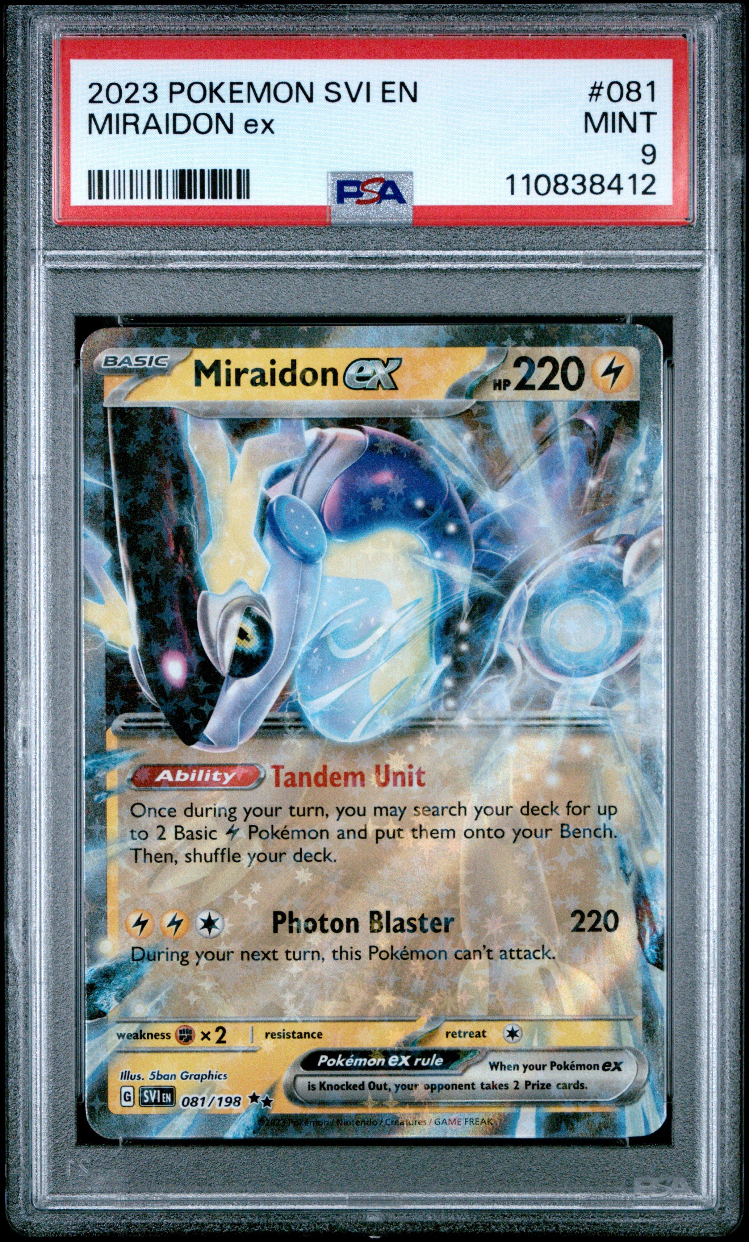 2023 Pokemon Svi En-scarlet & Violet 081 Miraidon Ex PSA 9 Graded