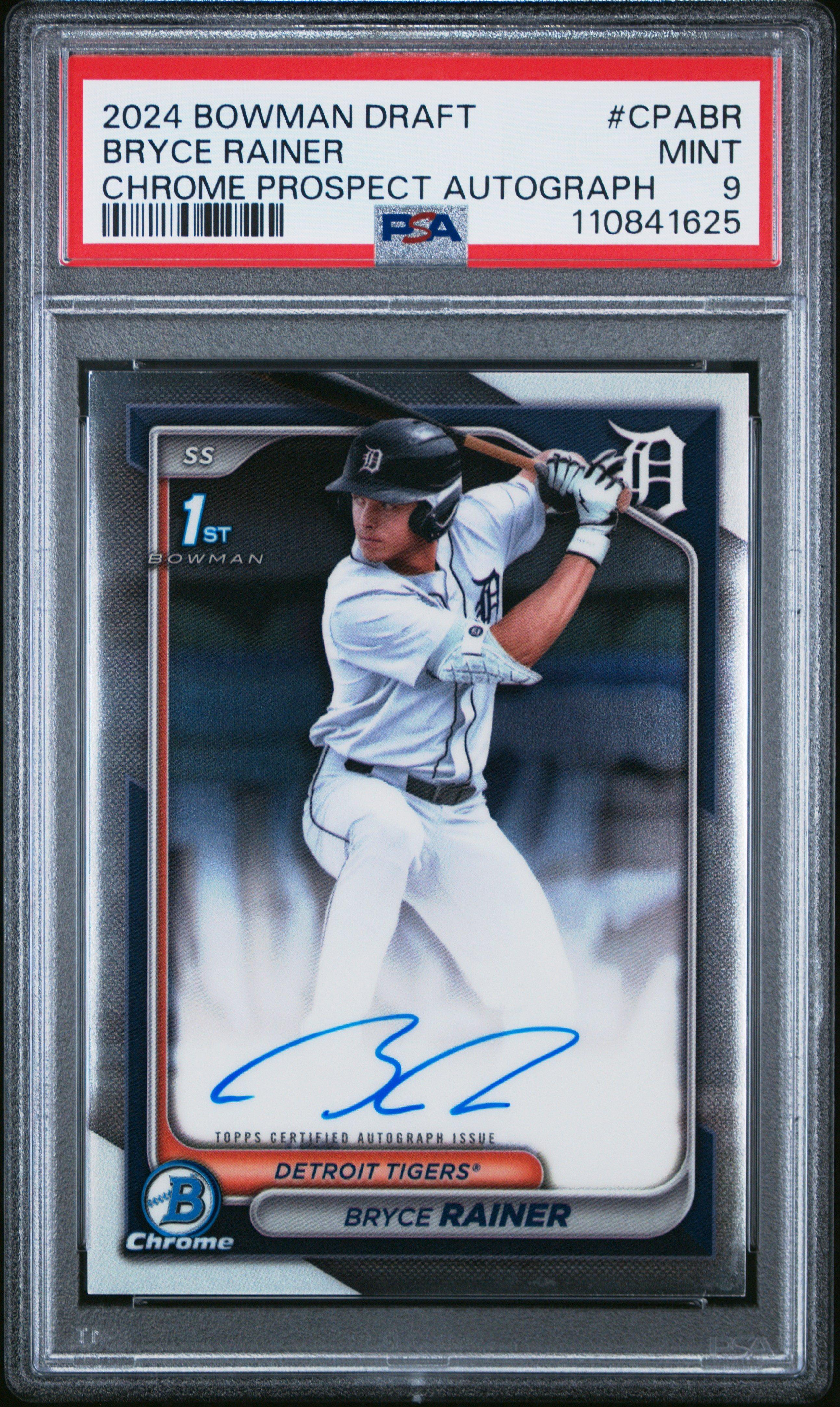 2024 Bowman Draft Chrome Prospect Autographs Cpabr Bryce Rainer PSA 9