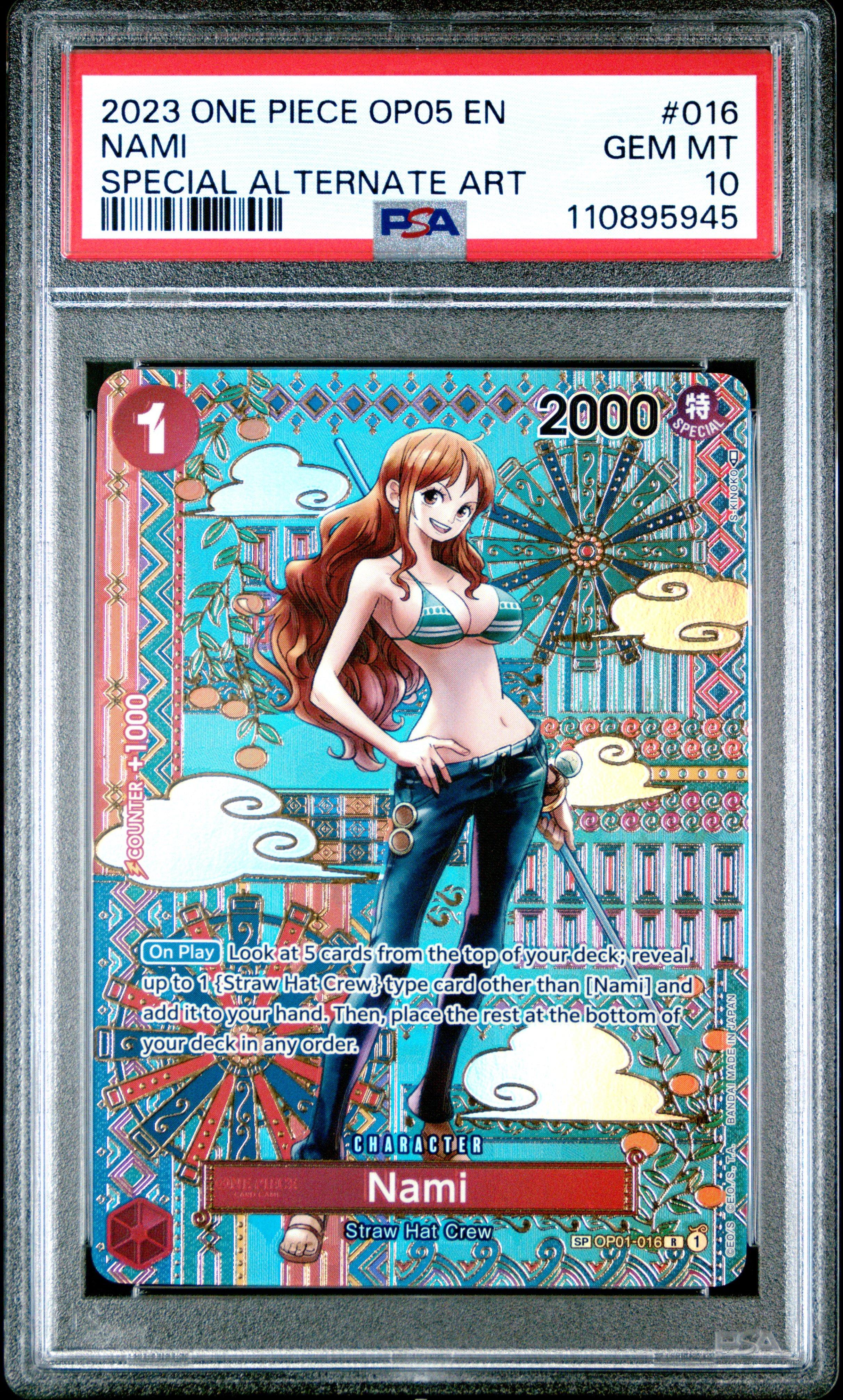 2023 One Piece Op05-awakening Of The New Era 016 Nami Special Alternate Art PSA 10