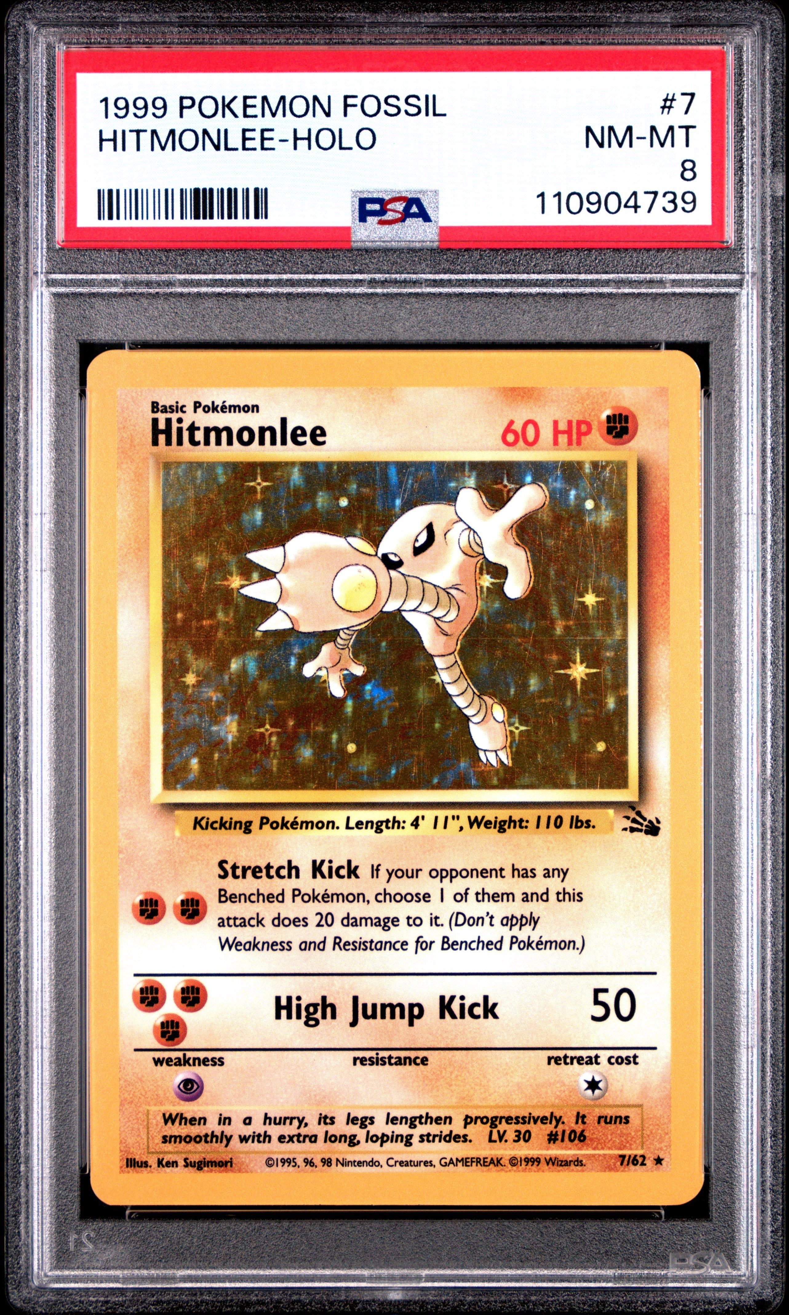 1999 Pokemon Fossil 7 Hitmonlee-holo PSA