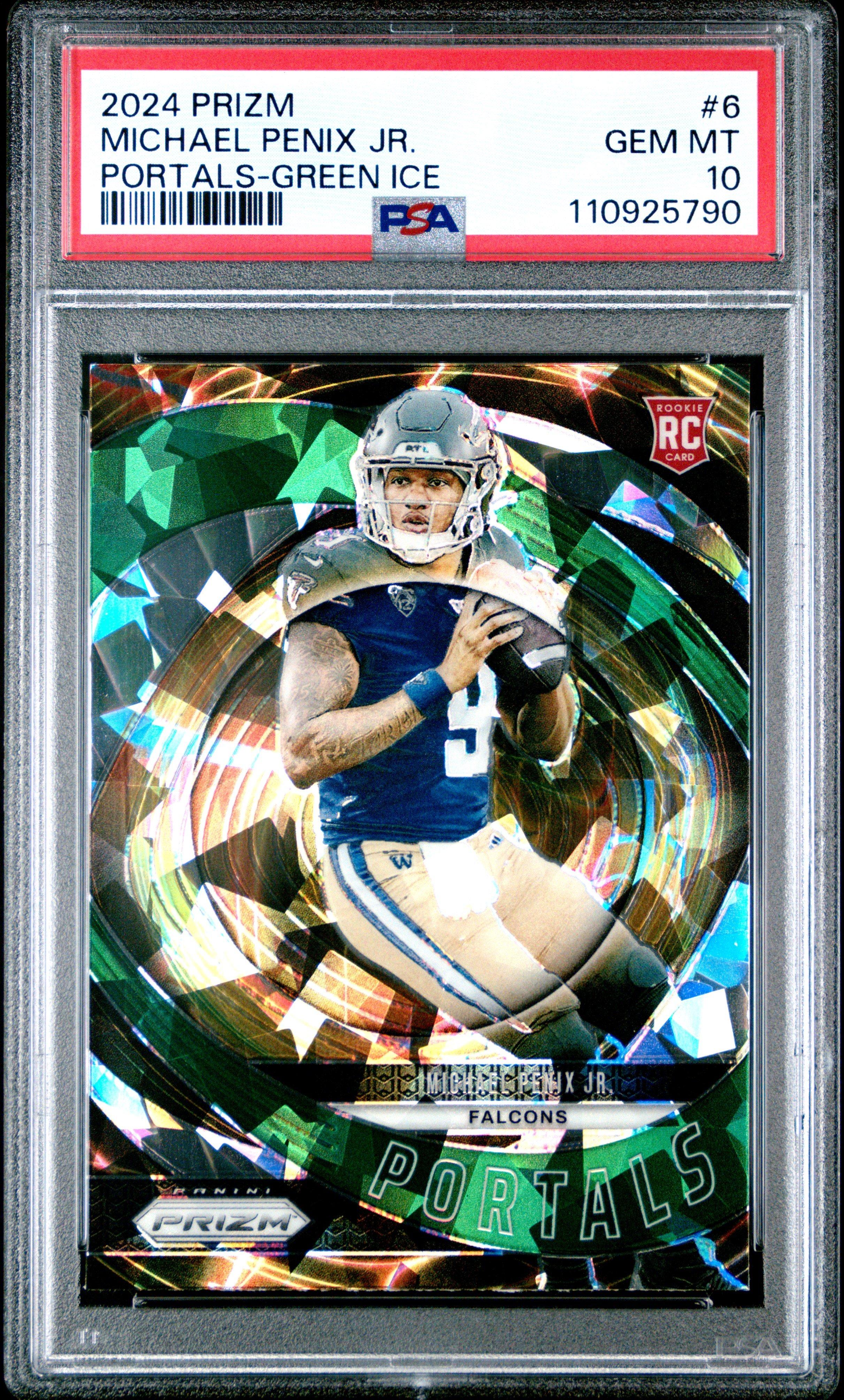 2024 Panini Prizm Portals 6 Michael Penix Jr. Green Ice PSA 10