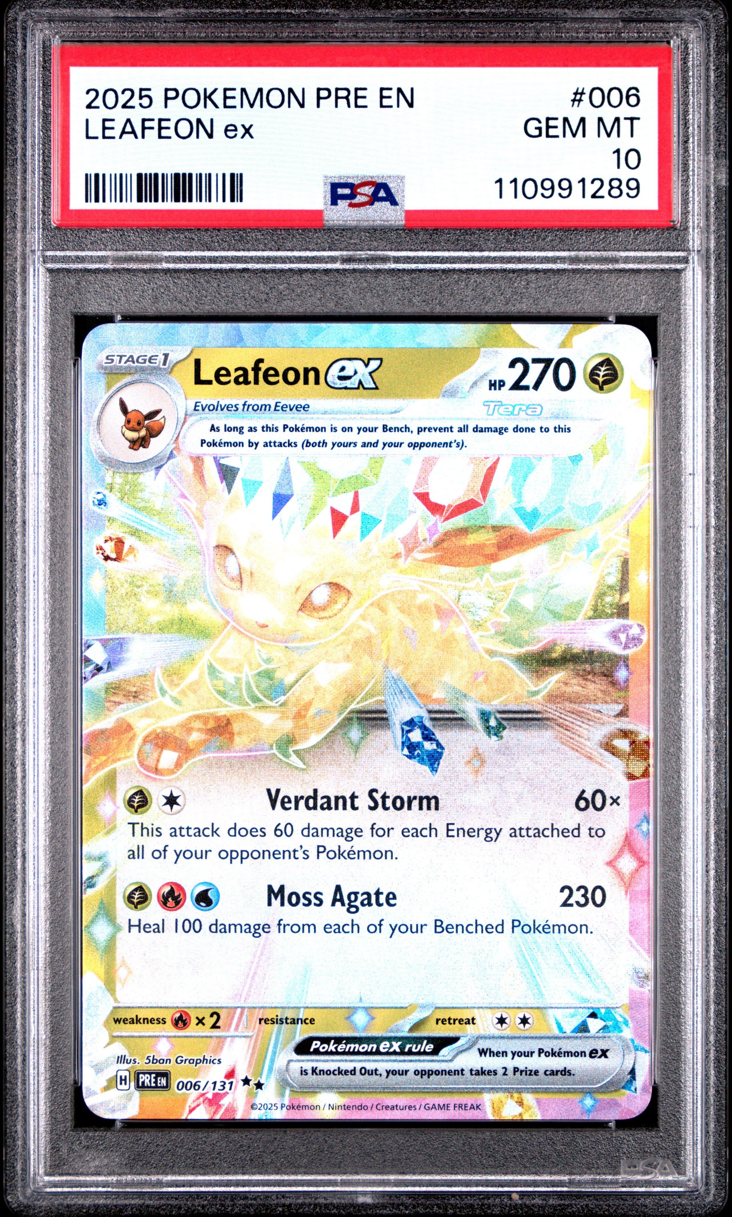 2025 Pokemon Pre En-prismatic Evolutions 006 Leafeon Ex PSA 10