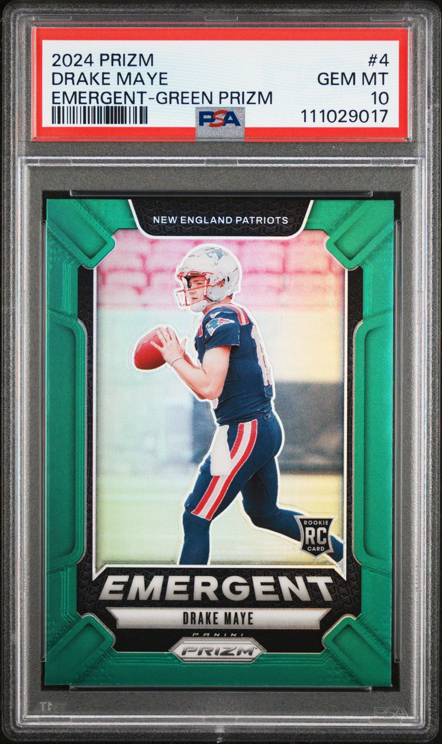 2024 Panini Prizm Emergent 4 Drake Maye Green Prizm PSA 10