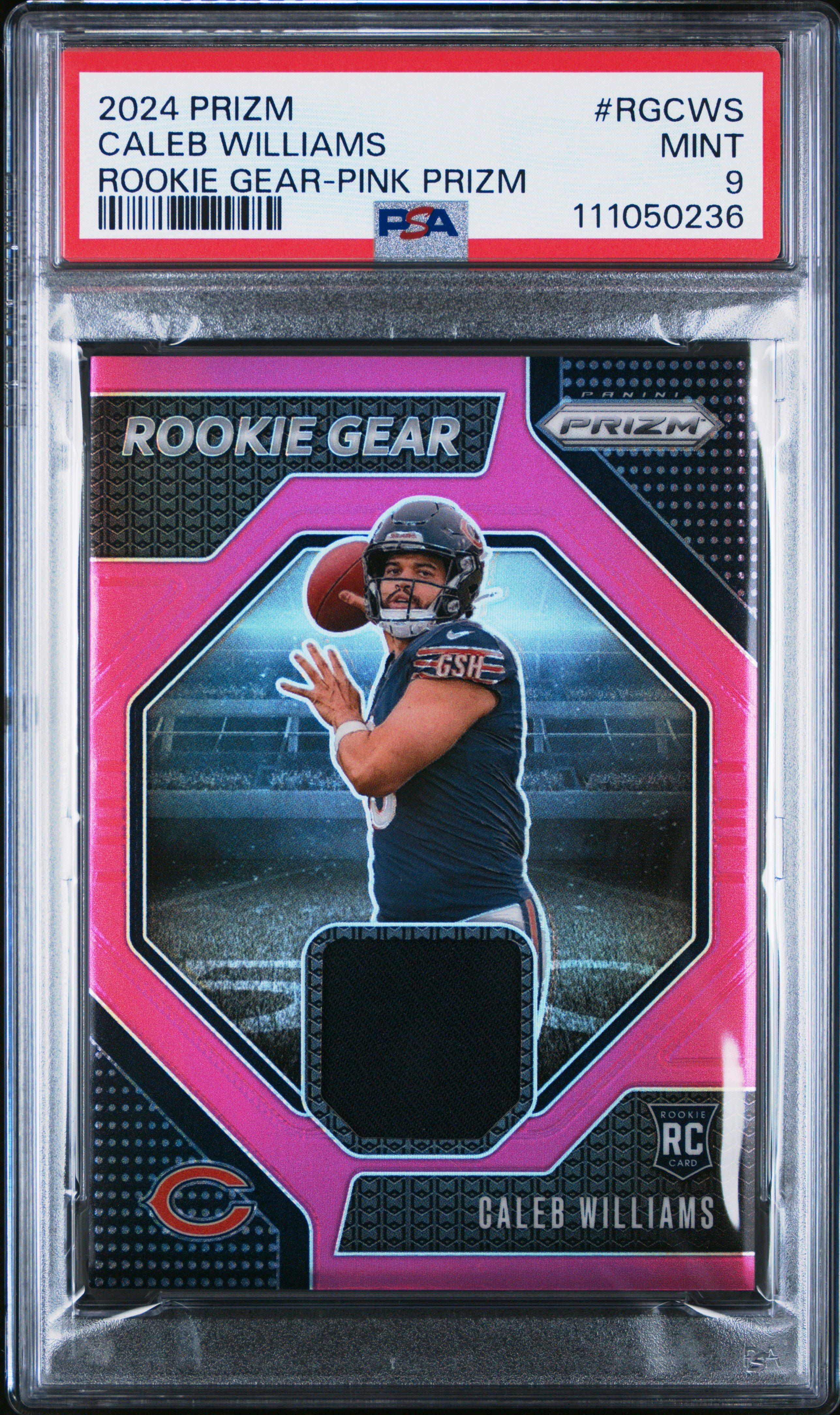 2024 Panini Prizm Rookie Gear Rgcws Caleb Williams Pink Prizm PSA 9