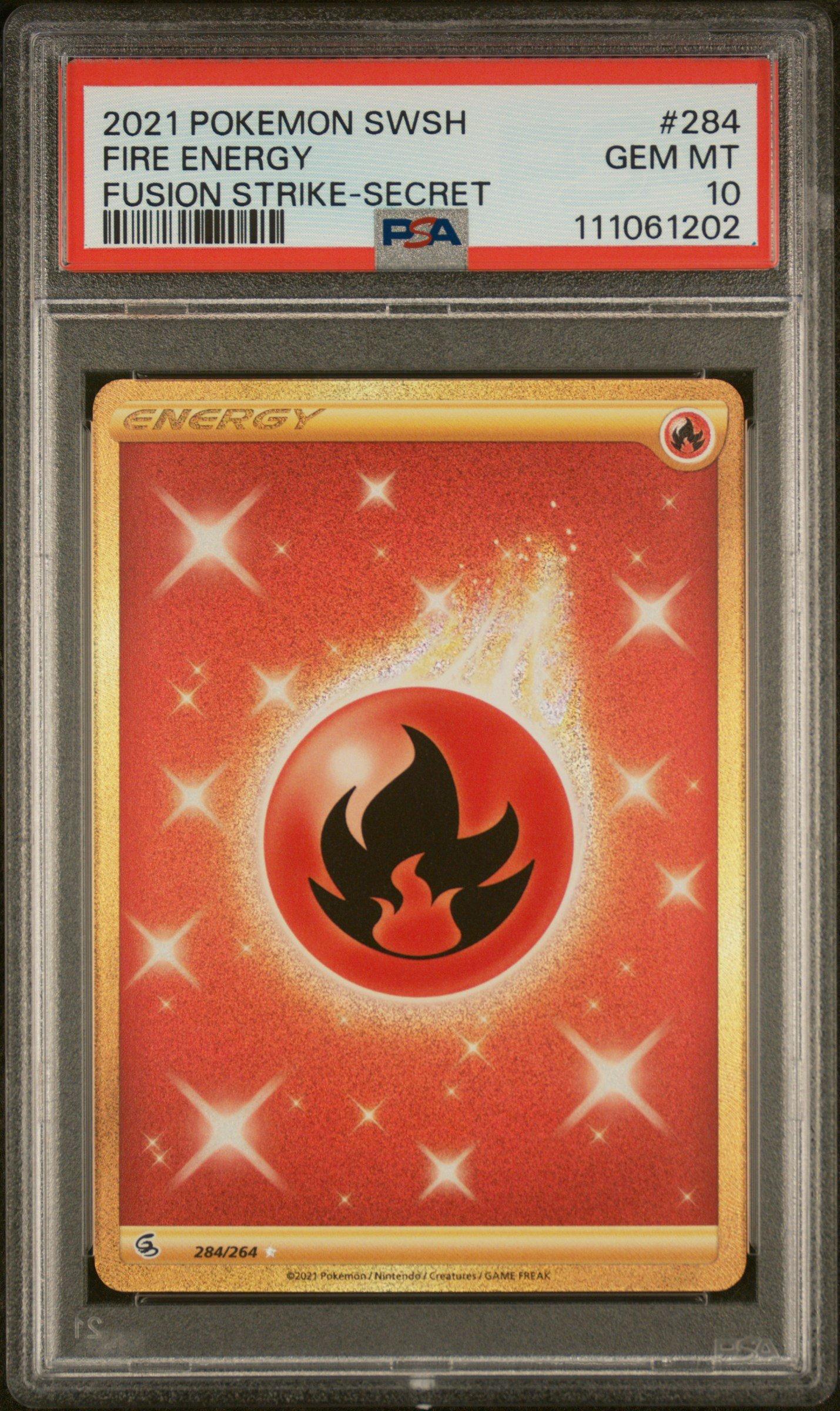 2021 Pokemon Sword & Shield Fusion Strike 284 Fire Energy Secret PSA 10